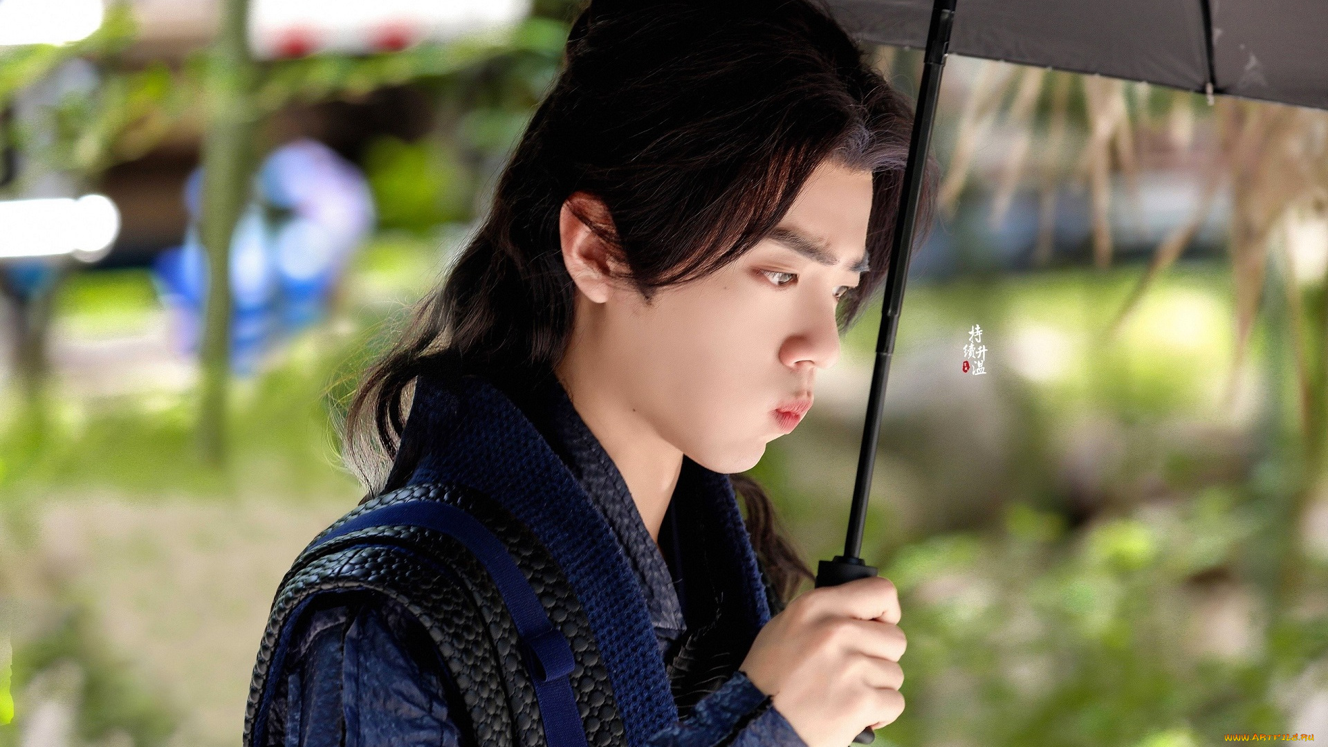 мужчины, xiao, zhan, актер, костюм, зонт, щеки