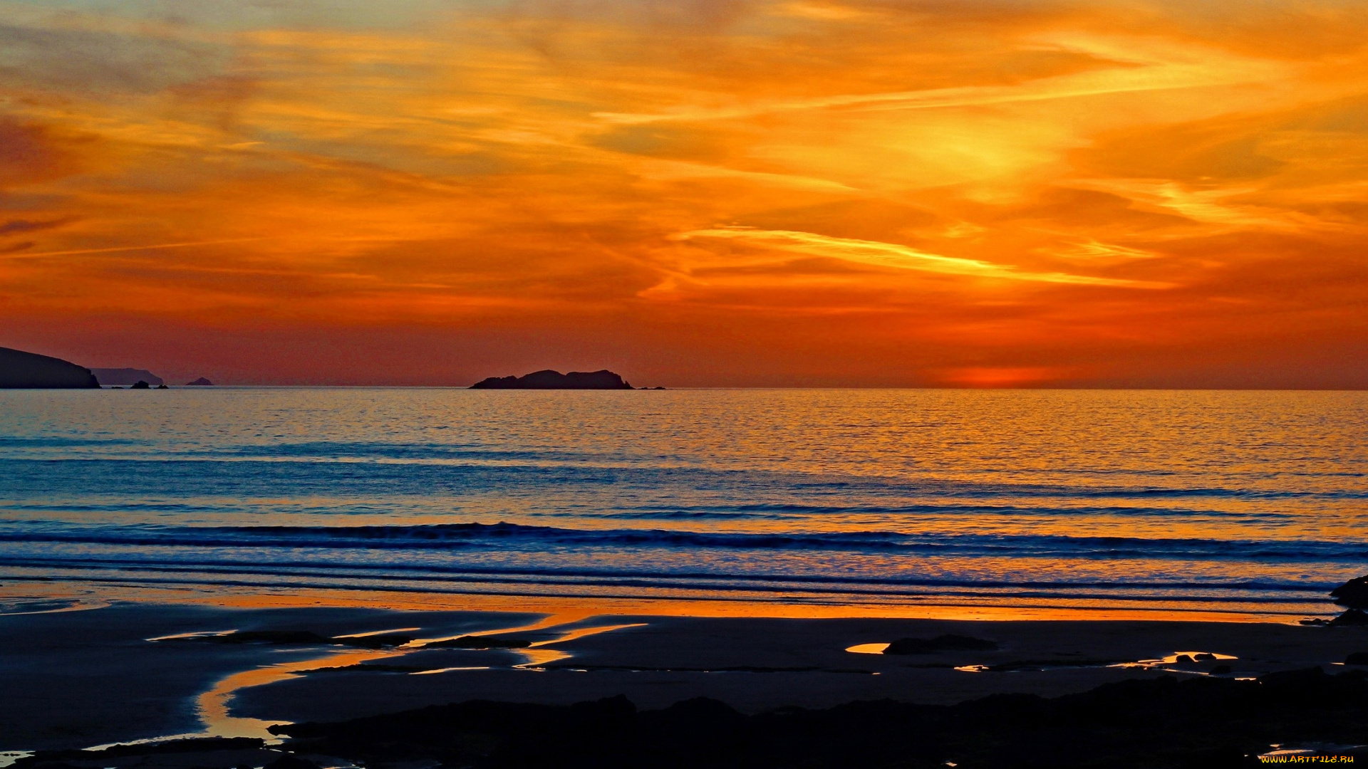 природа, восходы, закаты, закат, море, горы, берег