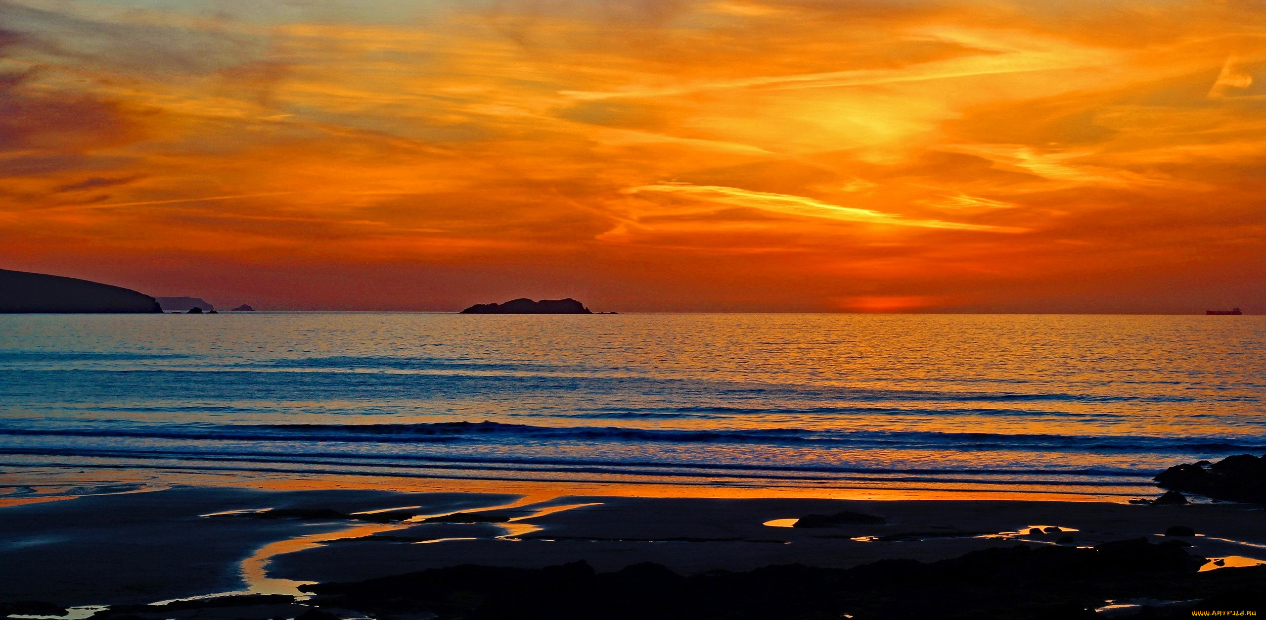 природа, восходы, закаты, закат, море, горы, берег