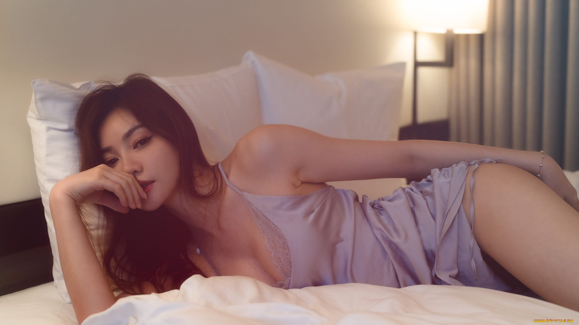 девушки, -, азиатки, девушка, позирует