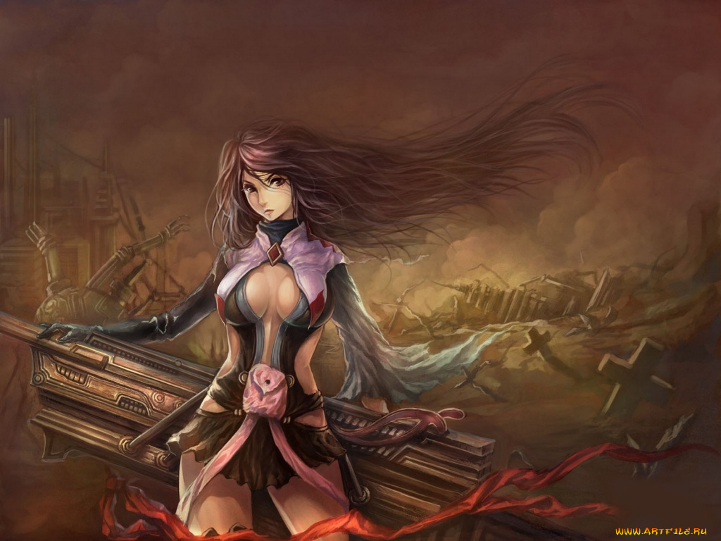 аниме, weapon, blood, technology