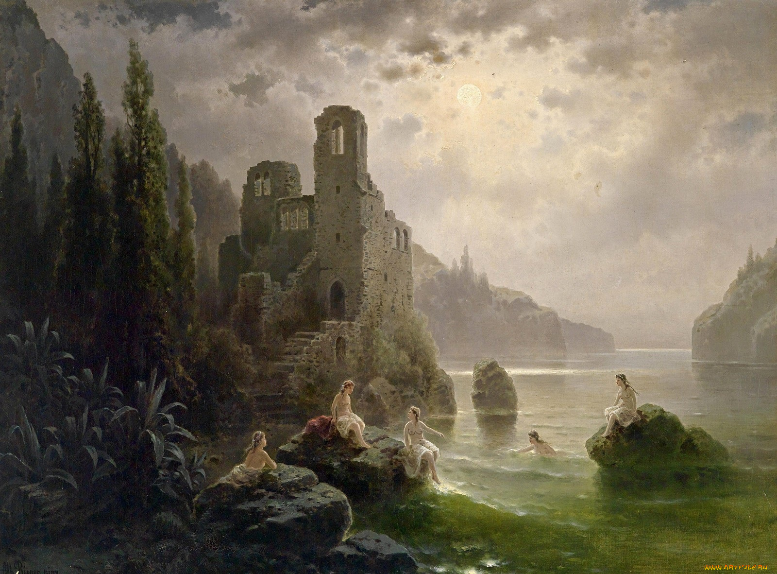 рисованные, albert, rieger, купальщица