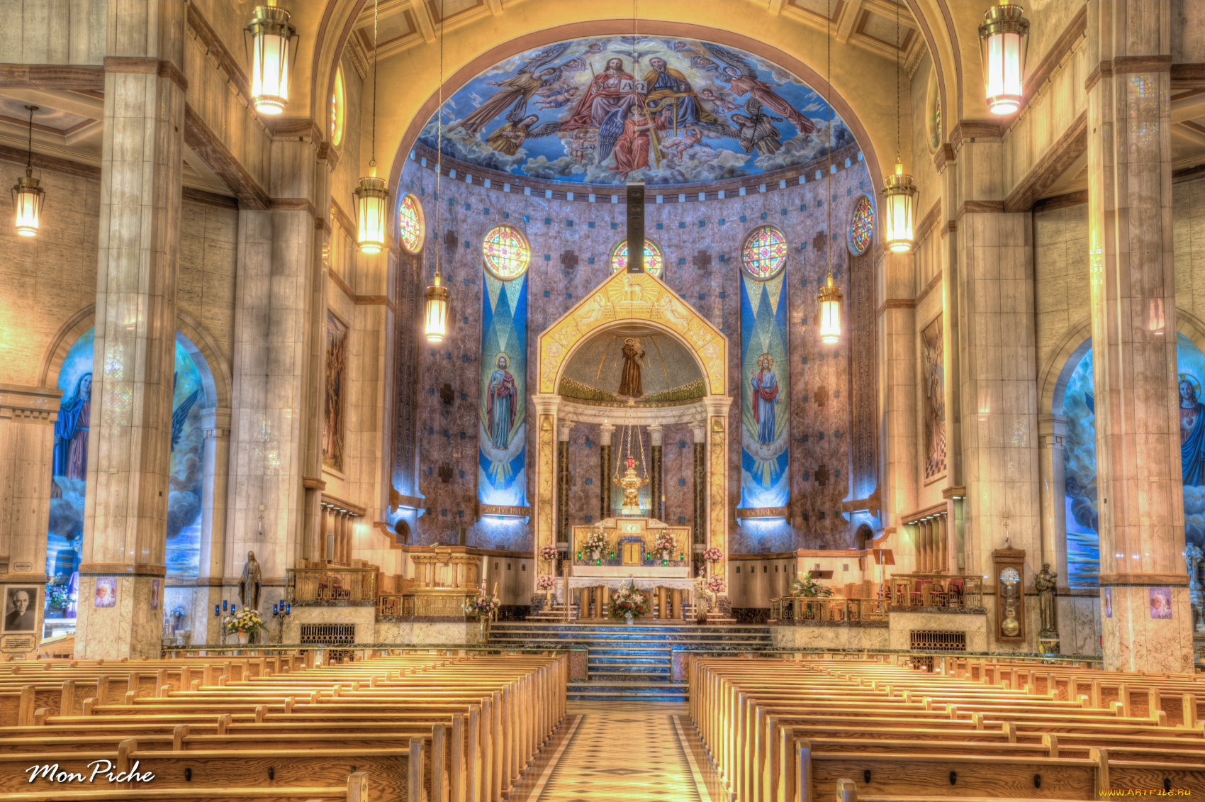 church, of, saint, antoine, de, padoue, интерьер, убранство, роспись, храма, louiseville