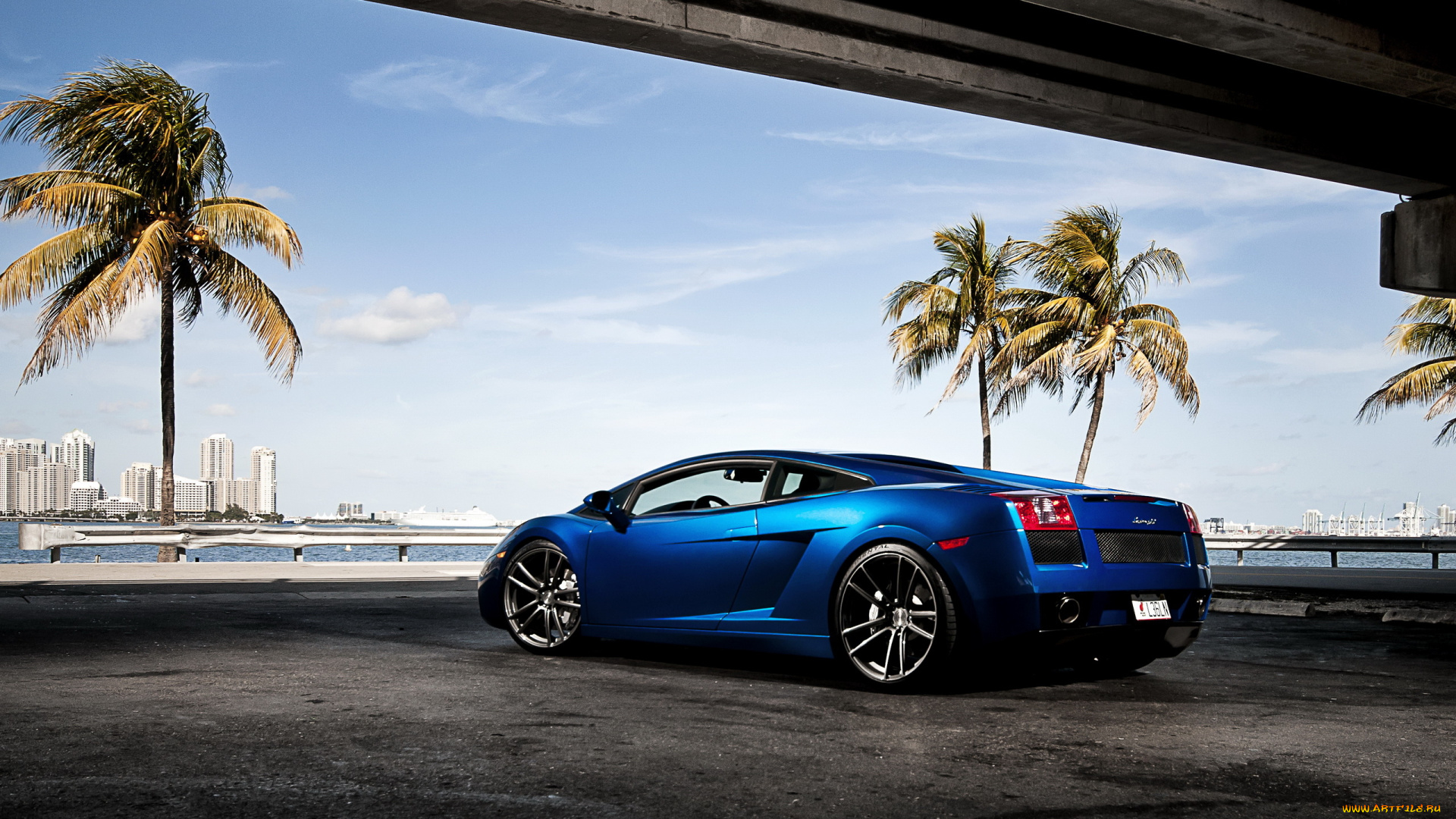 lamborghini, gallardo, автомобили, море, ламбо, мост