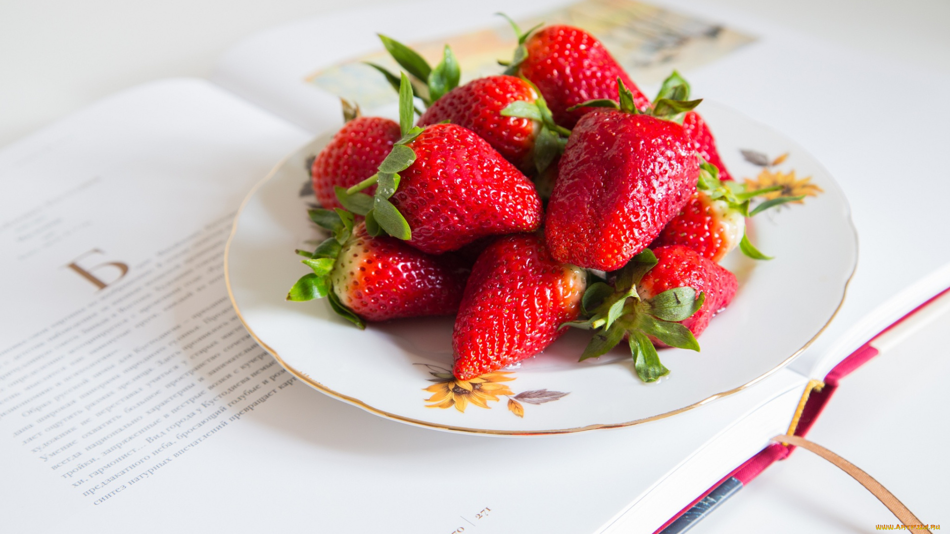 ©, yulia, harding, еда, клубника, , земляника, книга, тарелка, красные, ягоды