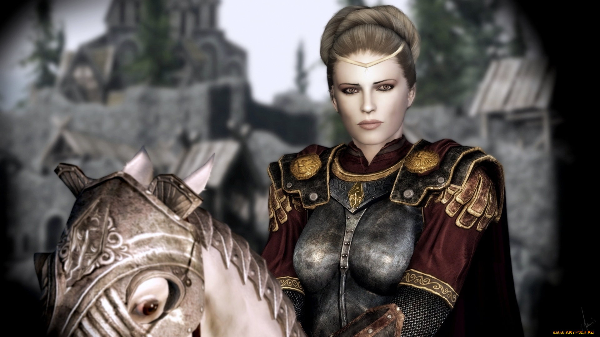 3д, графика, people, , люди, воин, доспехи, конь, девушка