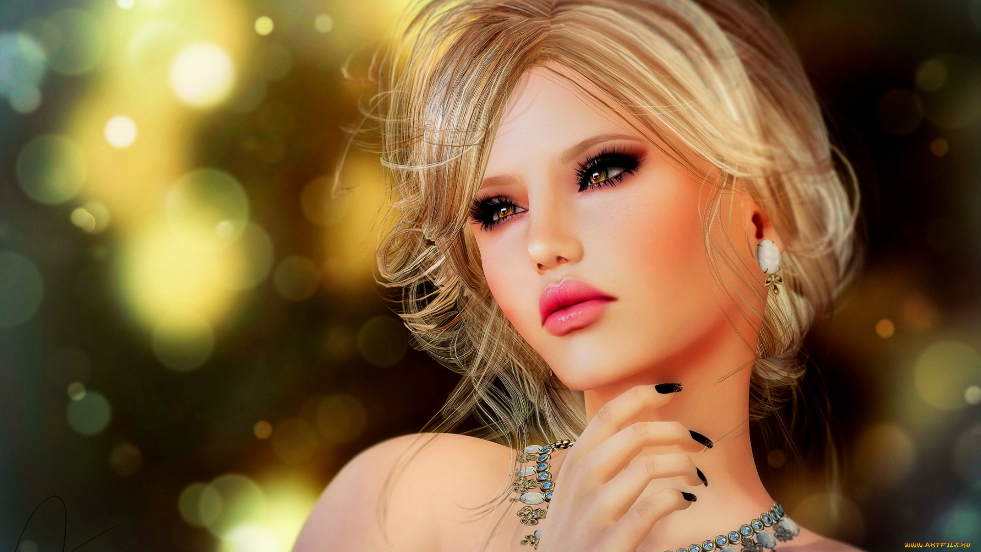 3д, графика, portraits, , портрет, макияж, взгляд, блондинка, девушка