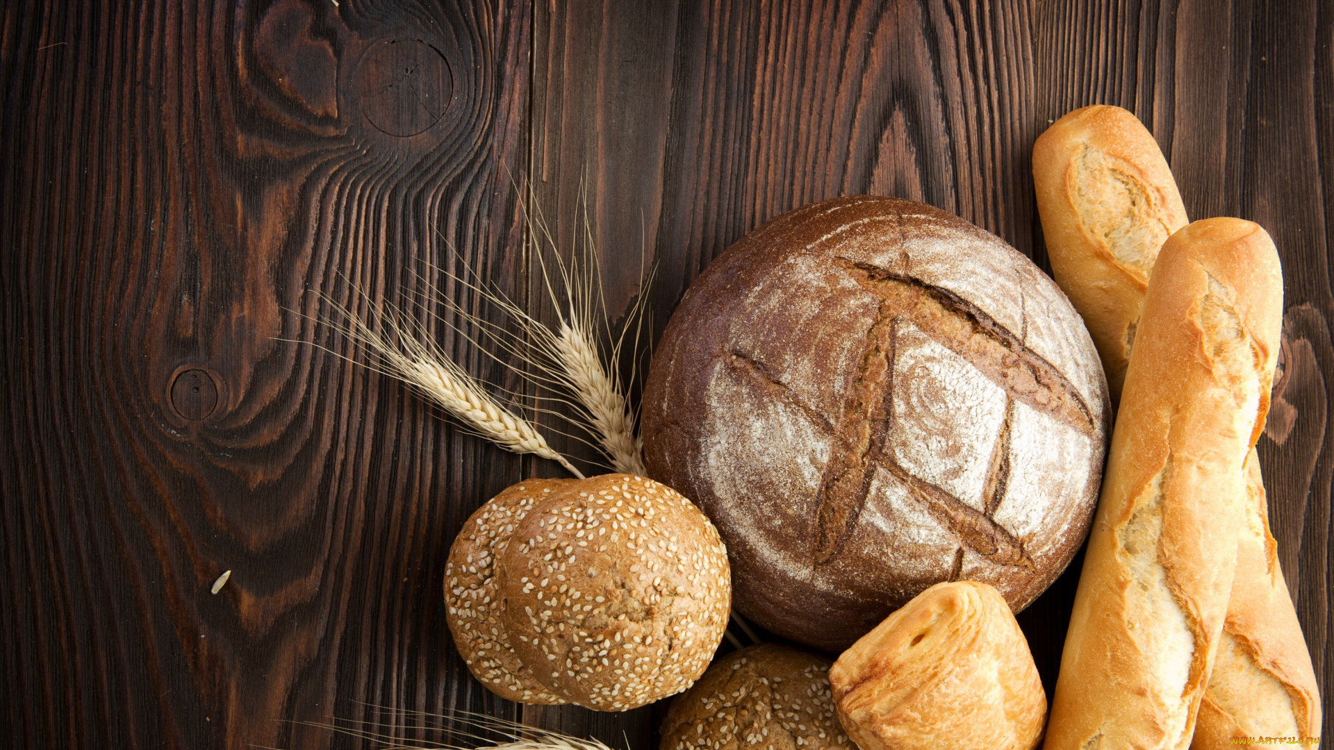 еда, хлеб, , выпечка, колоски, стол, выпечка, багеты, булочка