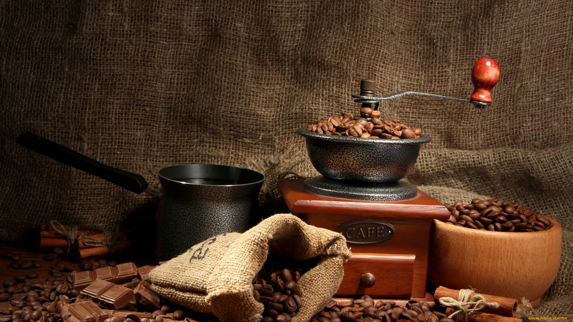 еда, кофе, , кофейные, зёрна, кофейные, зерна, турка, мешочек, корица