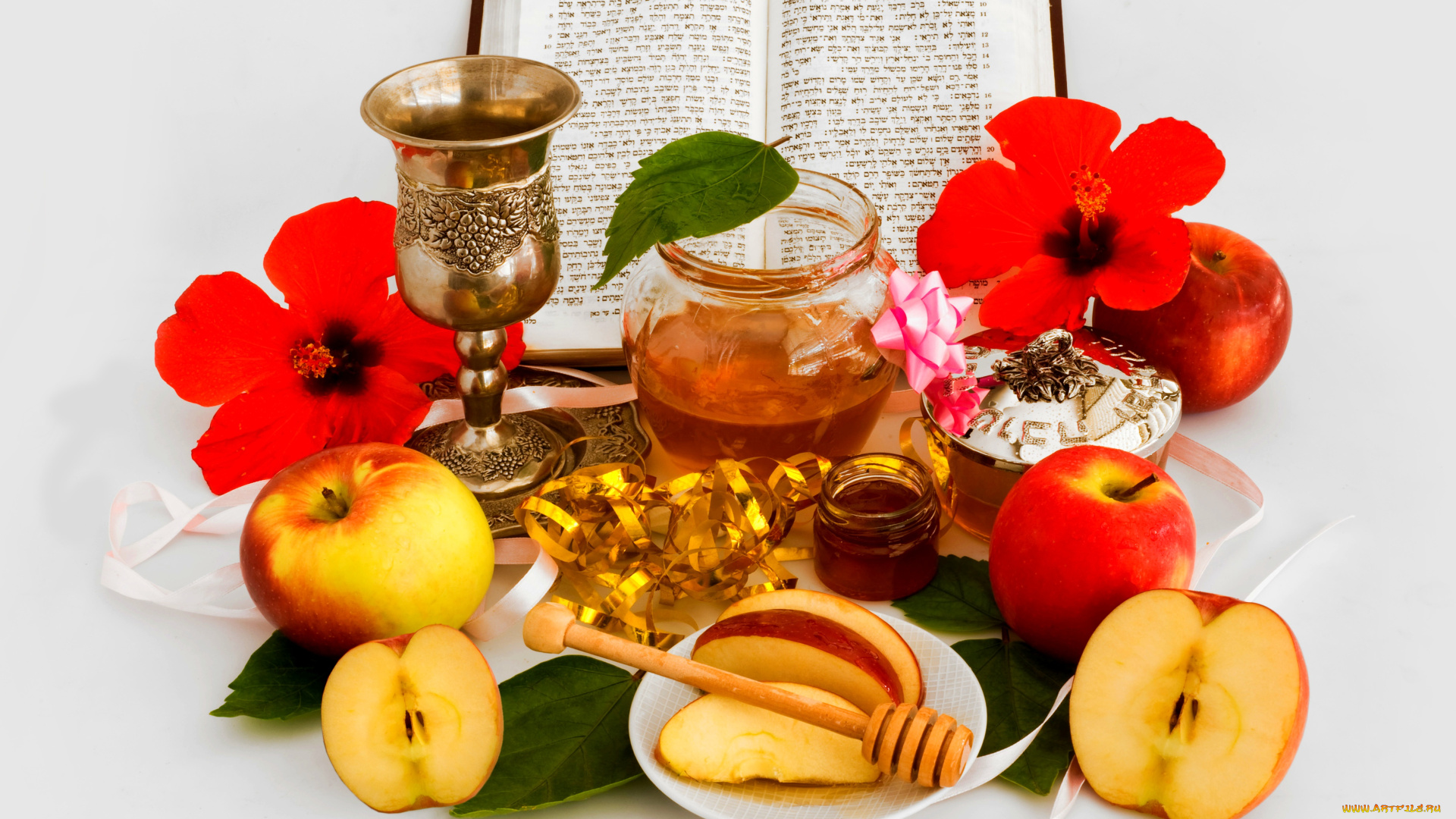 еда, мёд, , варенье, , повидло, , джем, белый, фон, яблоки, цветок, книга