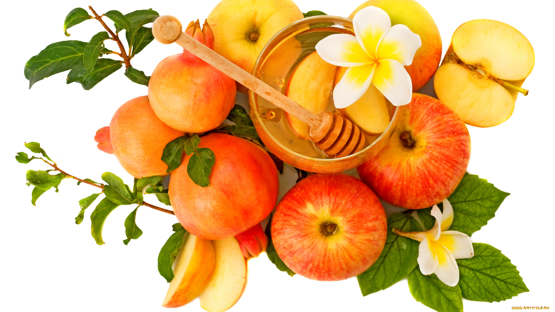 еда, мёд, , варенье, , повидло, , джем, белый, фон, яблоки, дольки, яблок, баночка, мед, цветок