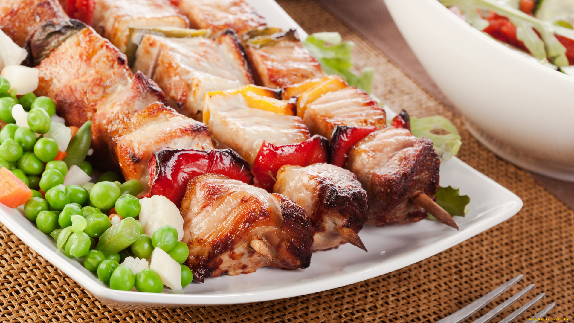 еда, шашлык, , барбекю, зелень, горошек, капуста