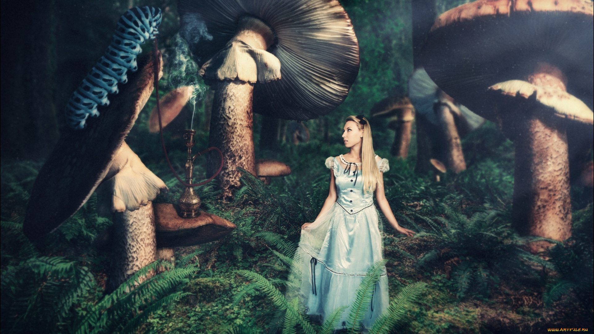 фэнтези, фотоарт, девушка, грибы
