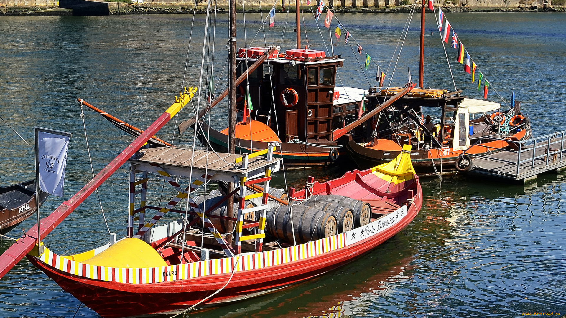 корабли, разные, вместе, причал