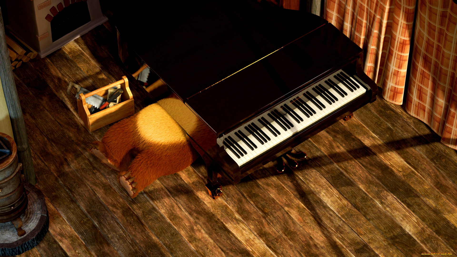 мультфильмы, маша, и, медведь, маша, медведь, мультик, мишка, пианино