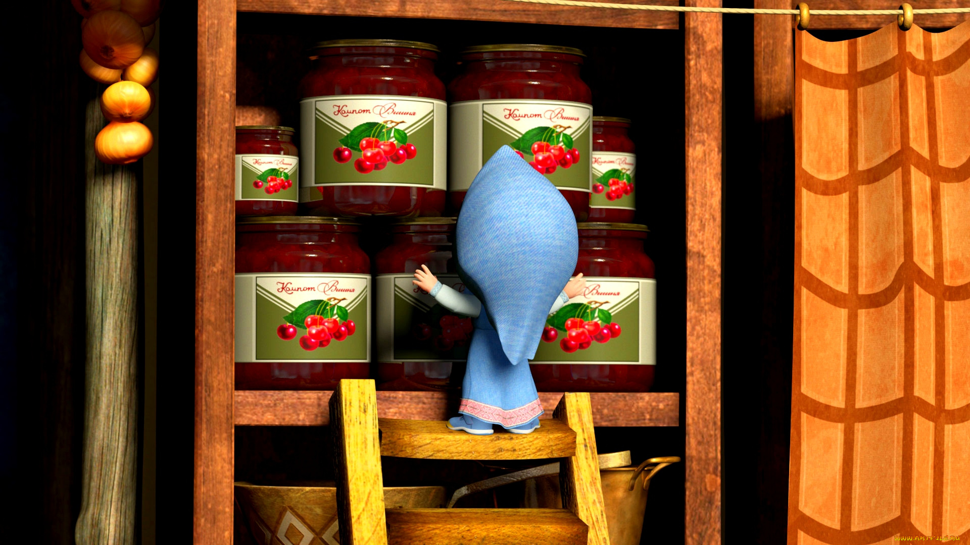 мультфильмы, маша, и, медведь, маша, медведь, мультик, шкаф, варенье