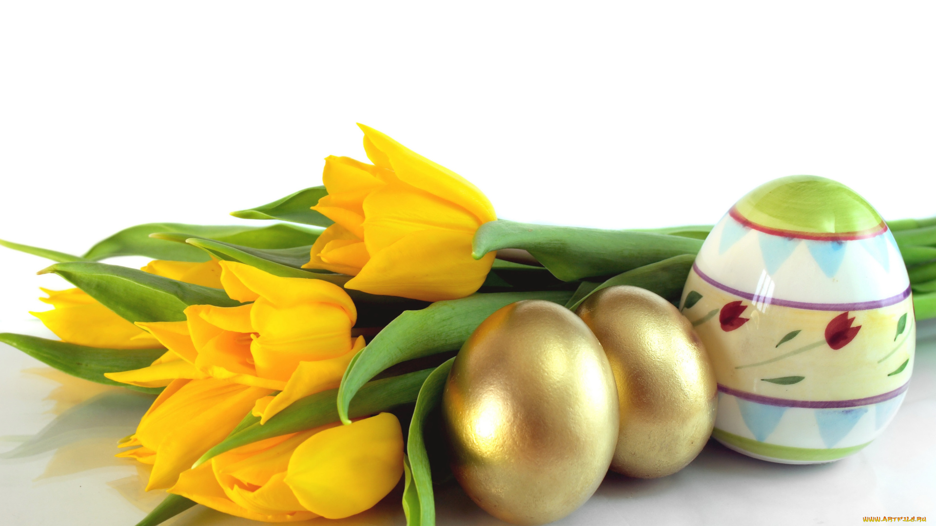 праздничные, пасха, яйца, тюльпаны