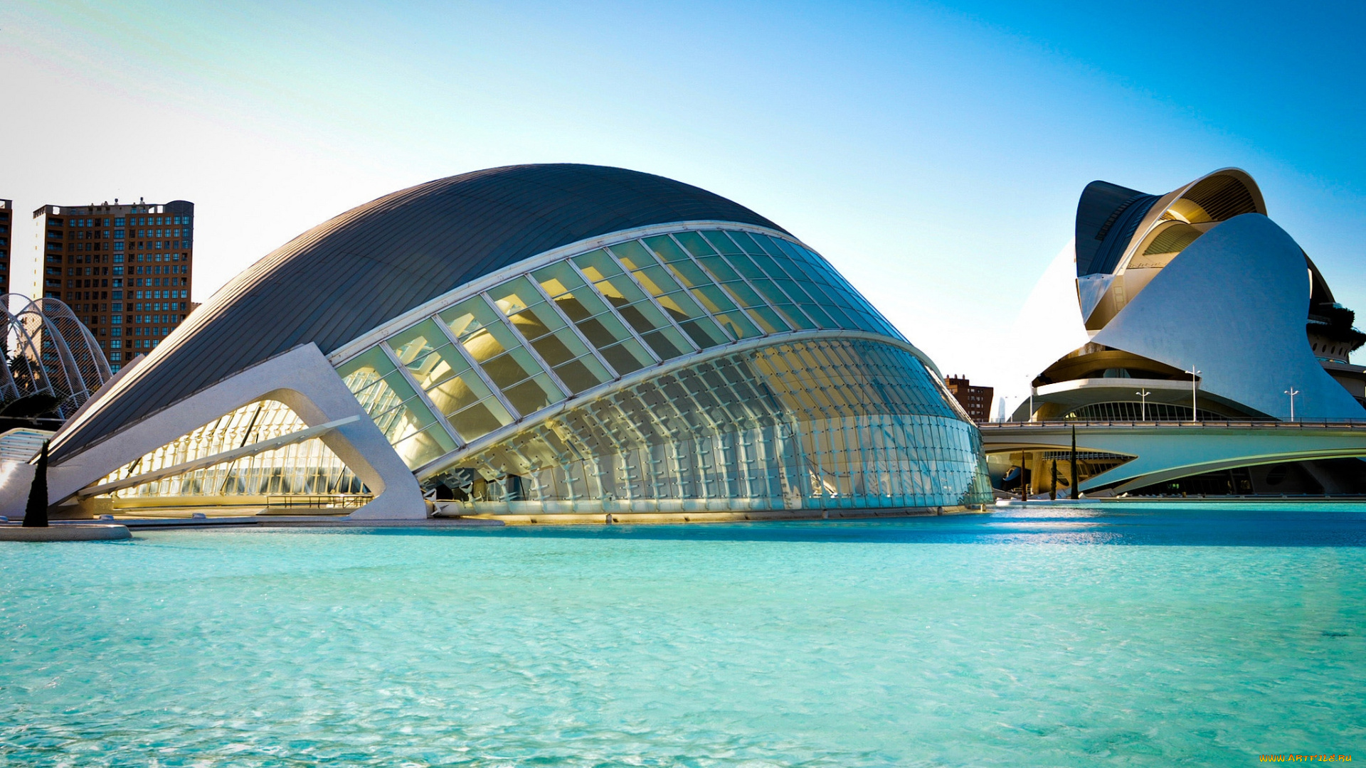 валенсия, , испания, города, -, здания, , дома, музей, вода