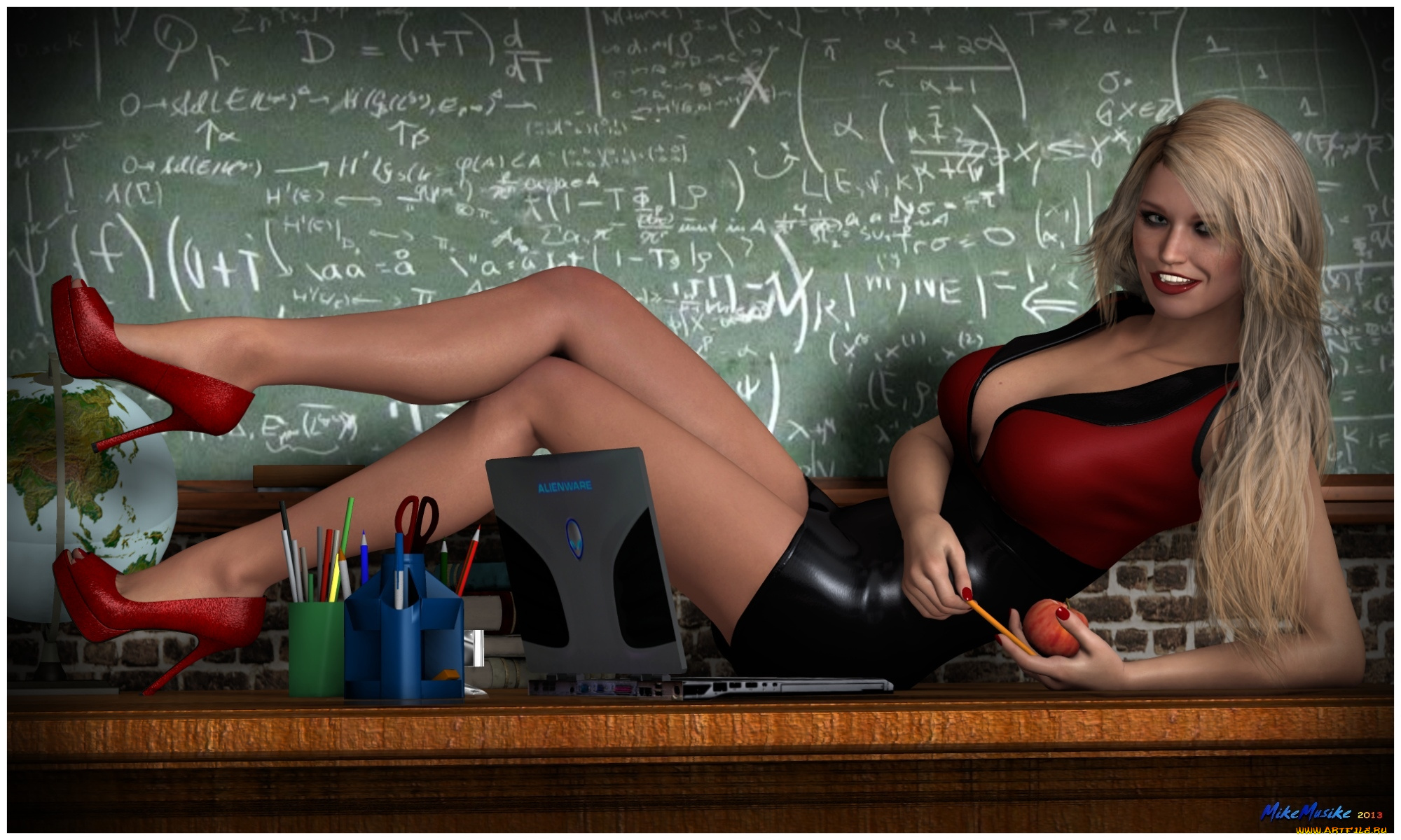 3д, графика, people, , люди, девушка, улыбка, стол, доска