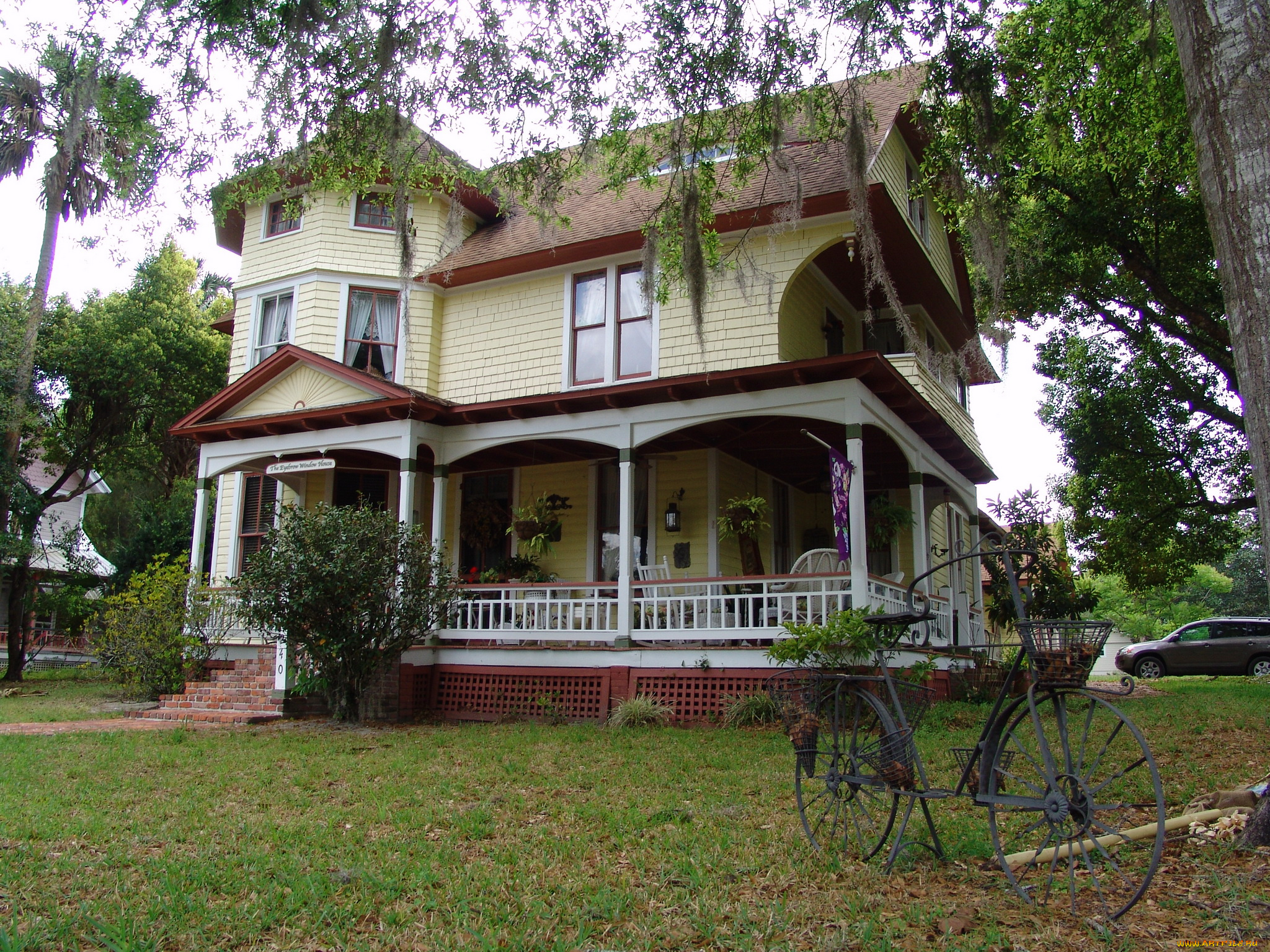 города, -, здания, , дома, флорида, сша, дома, лужайка, деревья