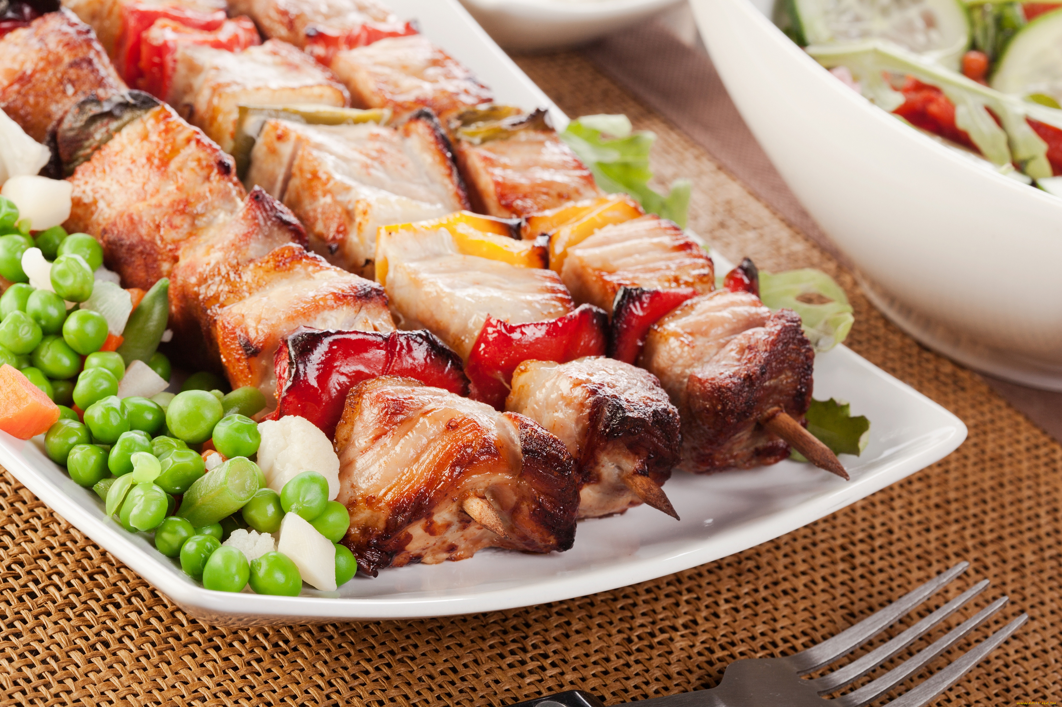 еда, шашлык, , барбекю, зелень, горошек, капуста