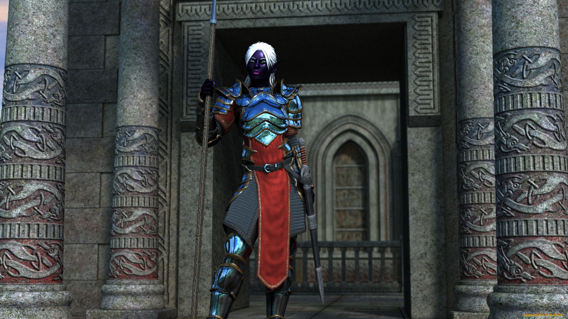 3д, графика, эльфы, , elves, эльфийка, взгляд, фон