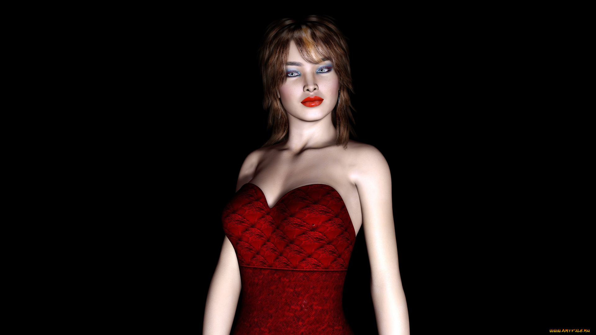 3д, графика, люди, , people, платье, фон, взгляд, девушка