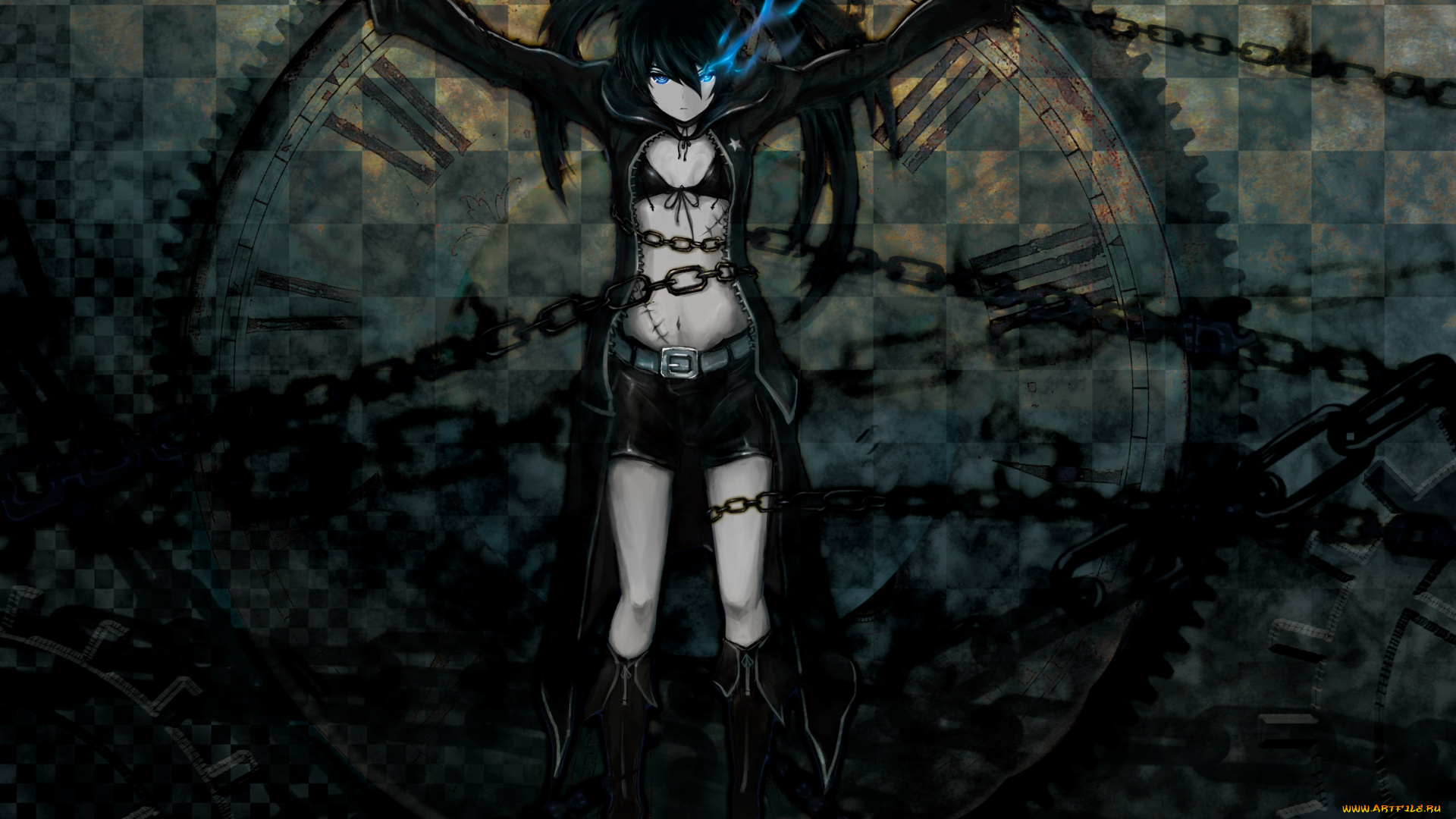 аниме, black, rock, shooter, black, rock, shooter, bsl, девушка, цепи, kuroi, mato