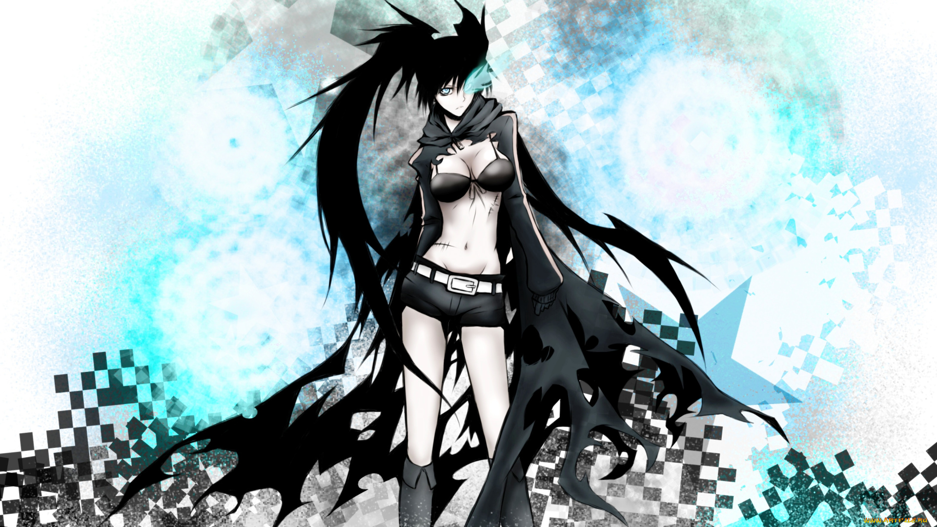 аниме, black, rock, shooter, брюнетка, девушка, black, rock, shooter, healtz, kuroi, mato, взгляд