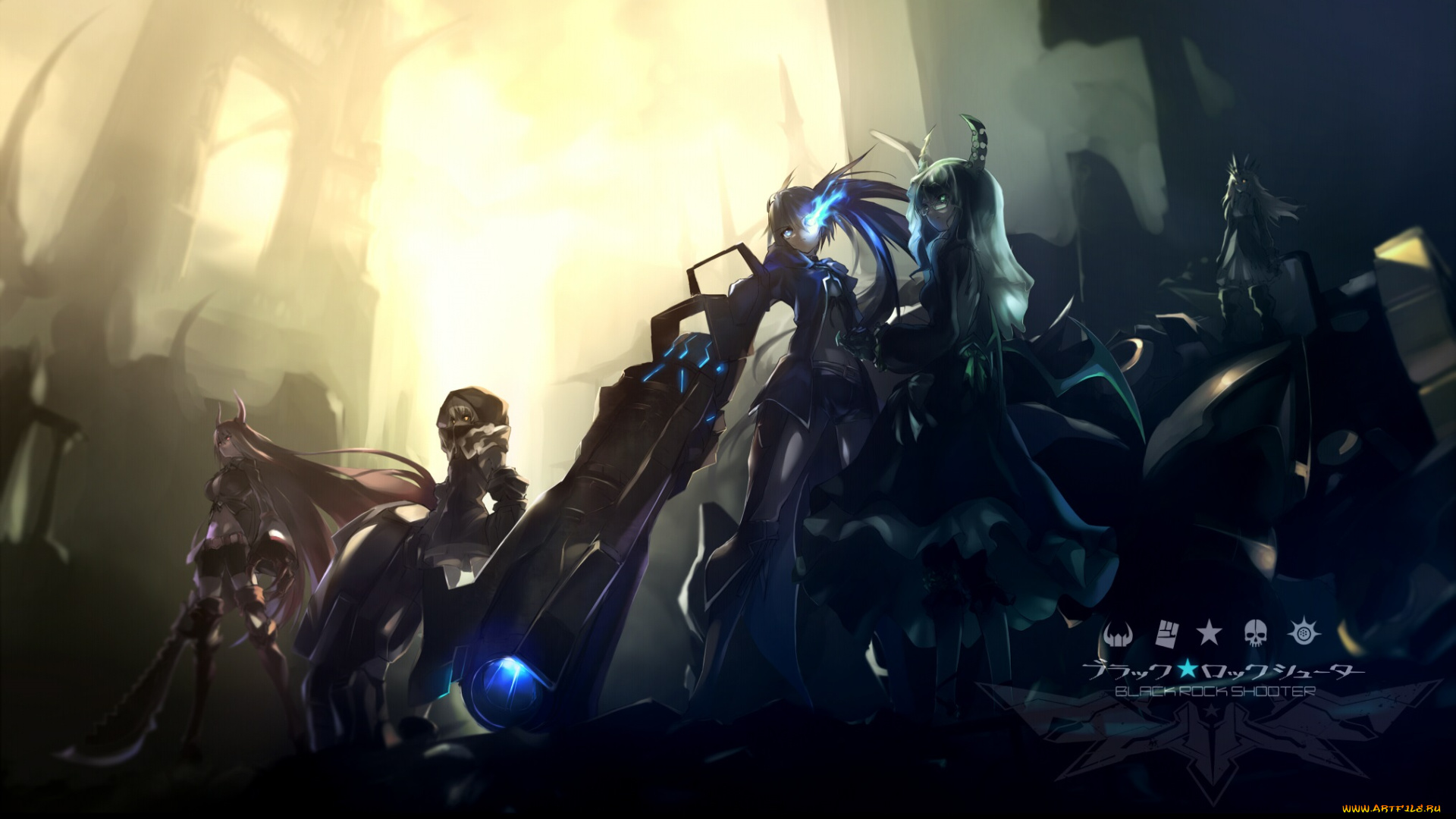 аниме, black, rock, shooter, irino, saya, chariot, black, rock, shooter, negresco, takanashi, yomi, kuroi, mato, koutari, yuu