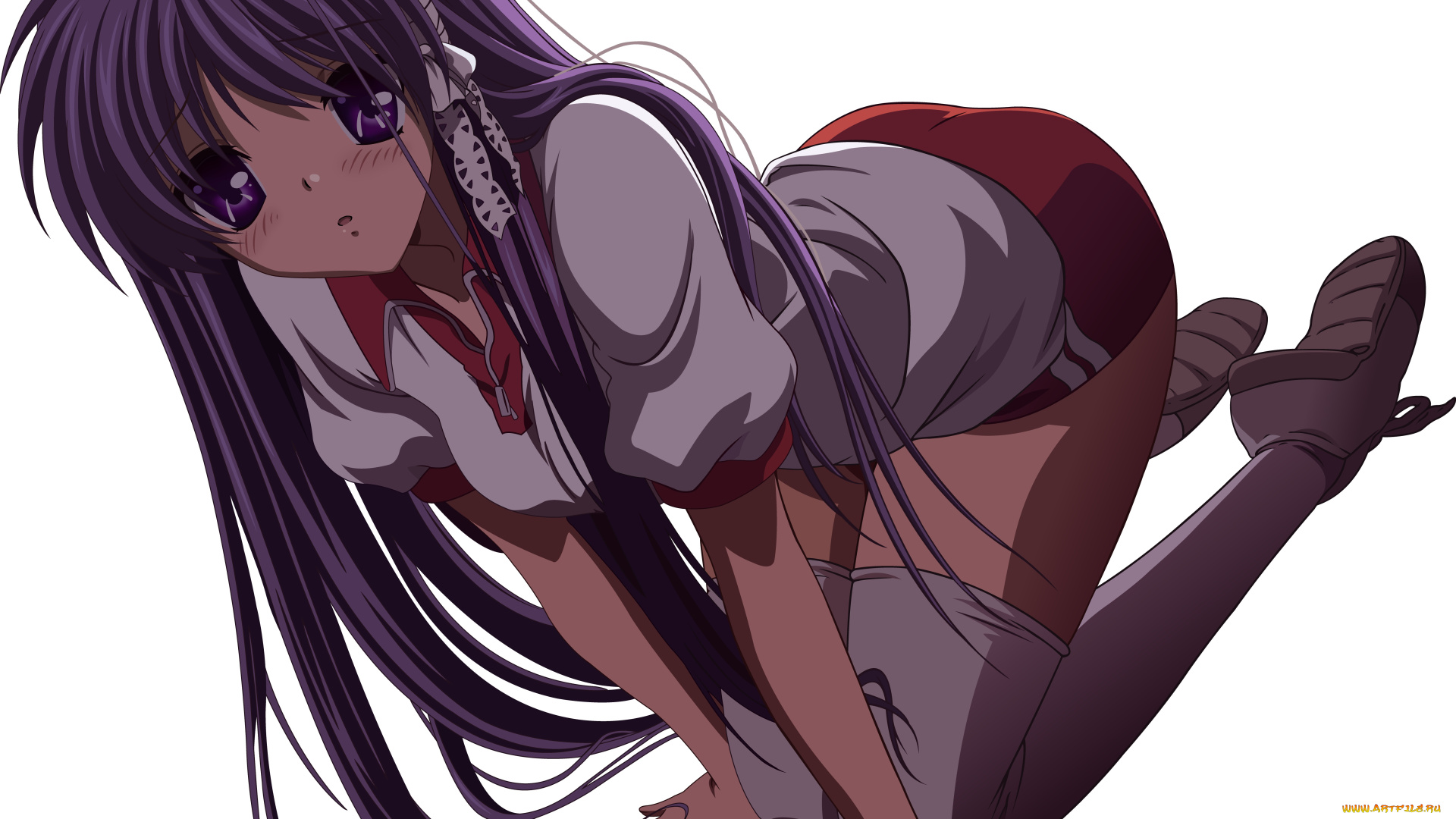 аниме, clannad, волосы, фон, взгляд, девушка