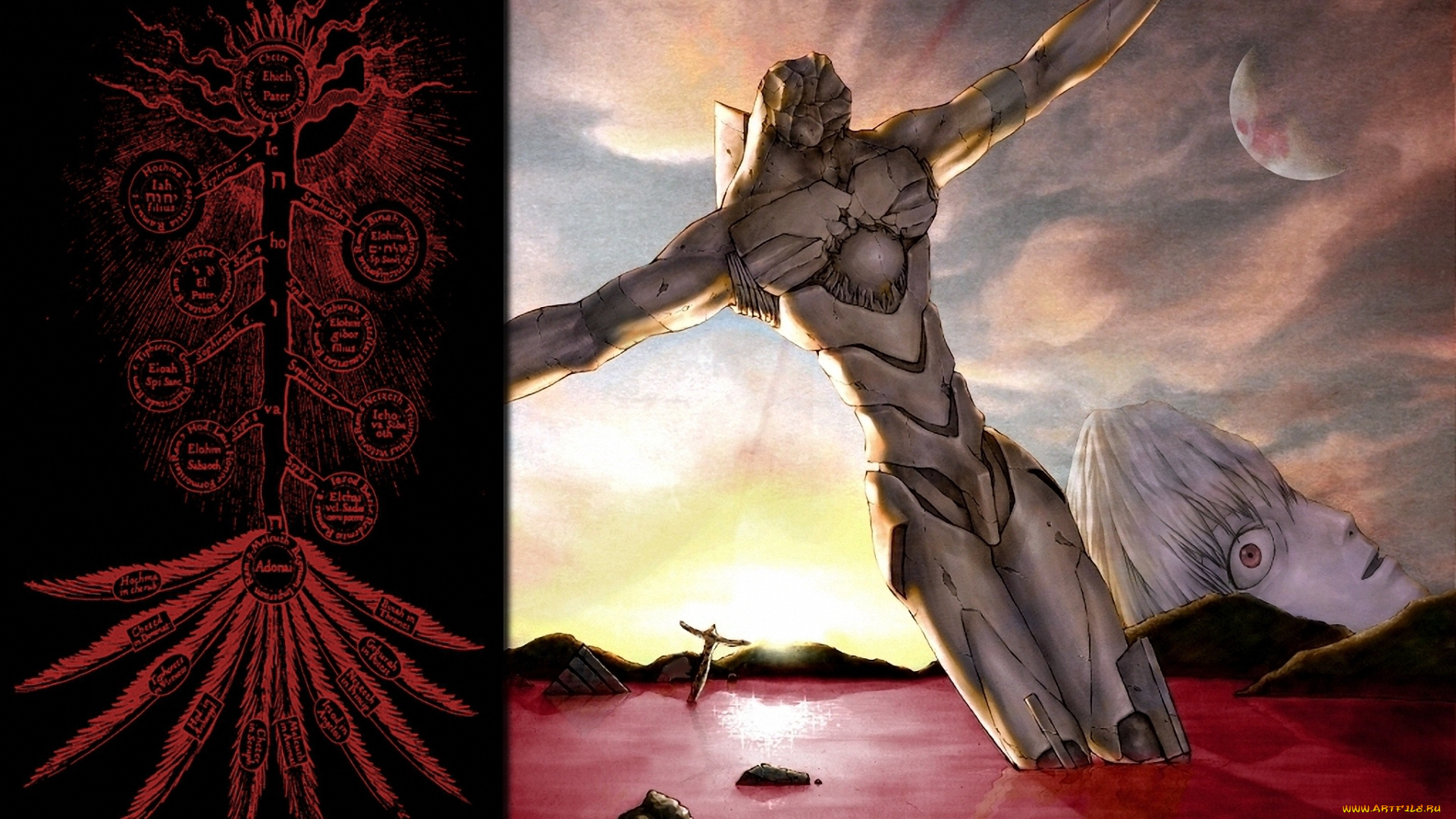 аниме, evangelion, eva, angel, ангел, статуя, rei