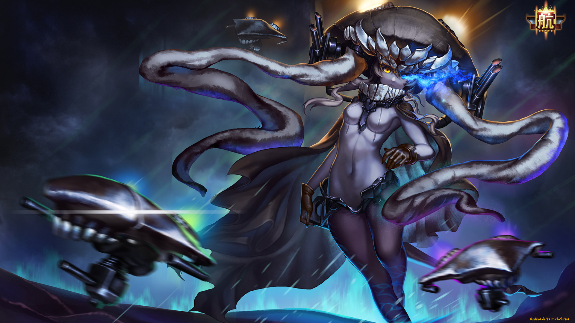 аниме, kantai, collection, девушка, madyy, мрачно, взгляд, арт, wo-class, aircraft, carrier, kantai, collection, оружие