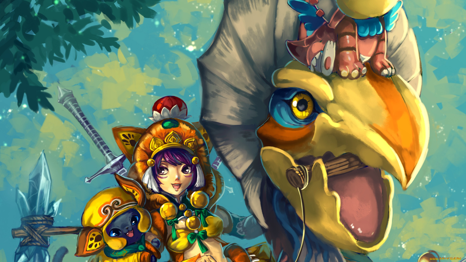 аниме, оружие, , техника, , технологии, арт, существа, улыбка, девушка