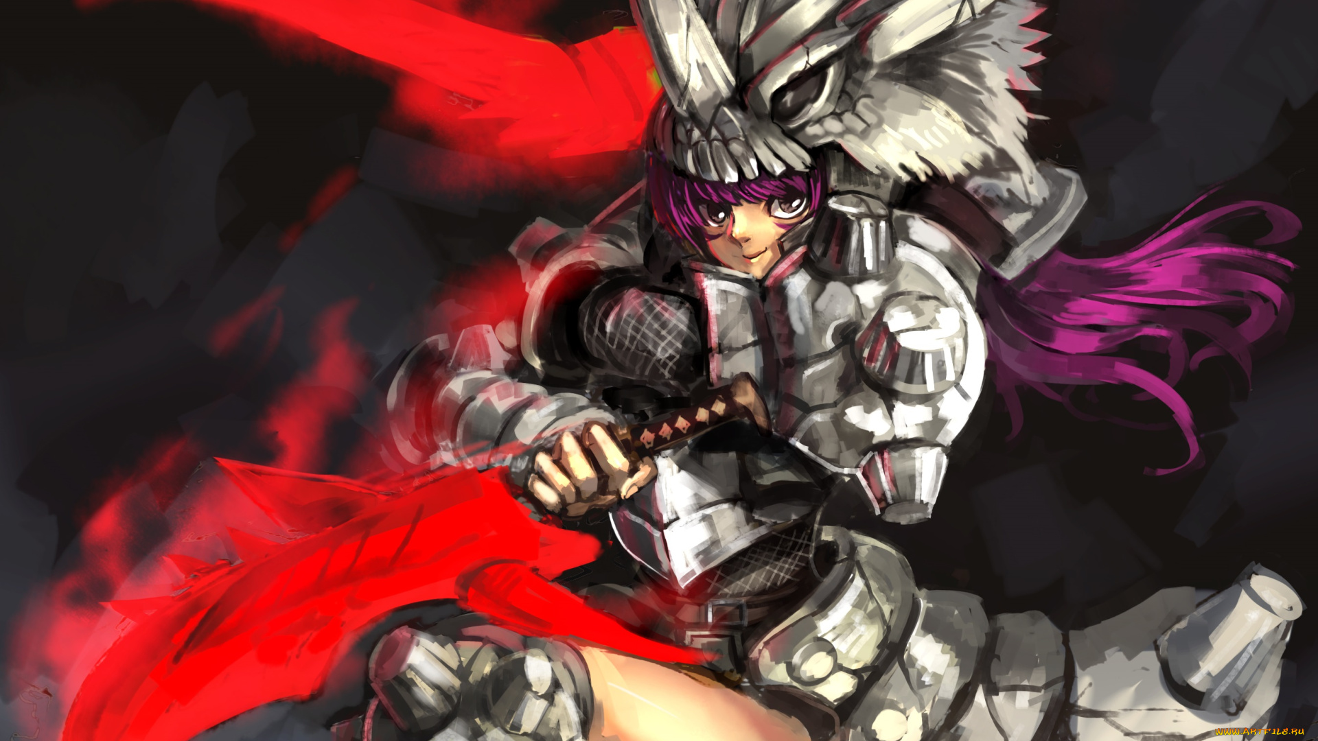 аниме, оружие, , техника, , технологии, доспехи, броня, арт, девушка, взгляд, улыбка