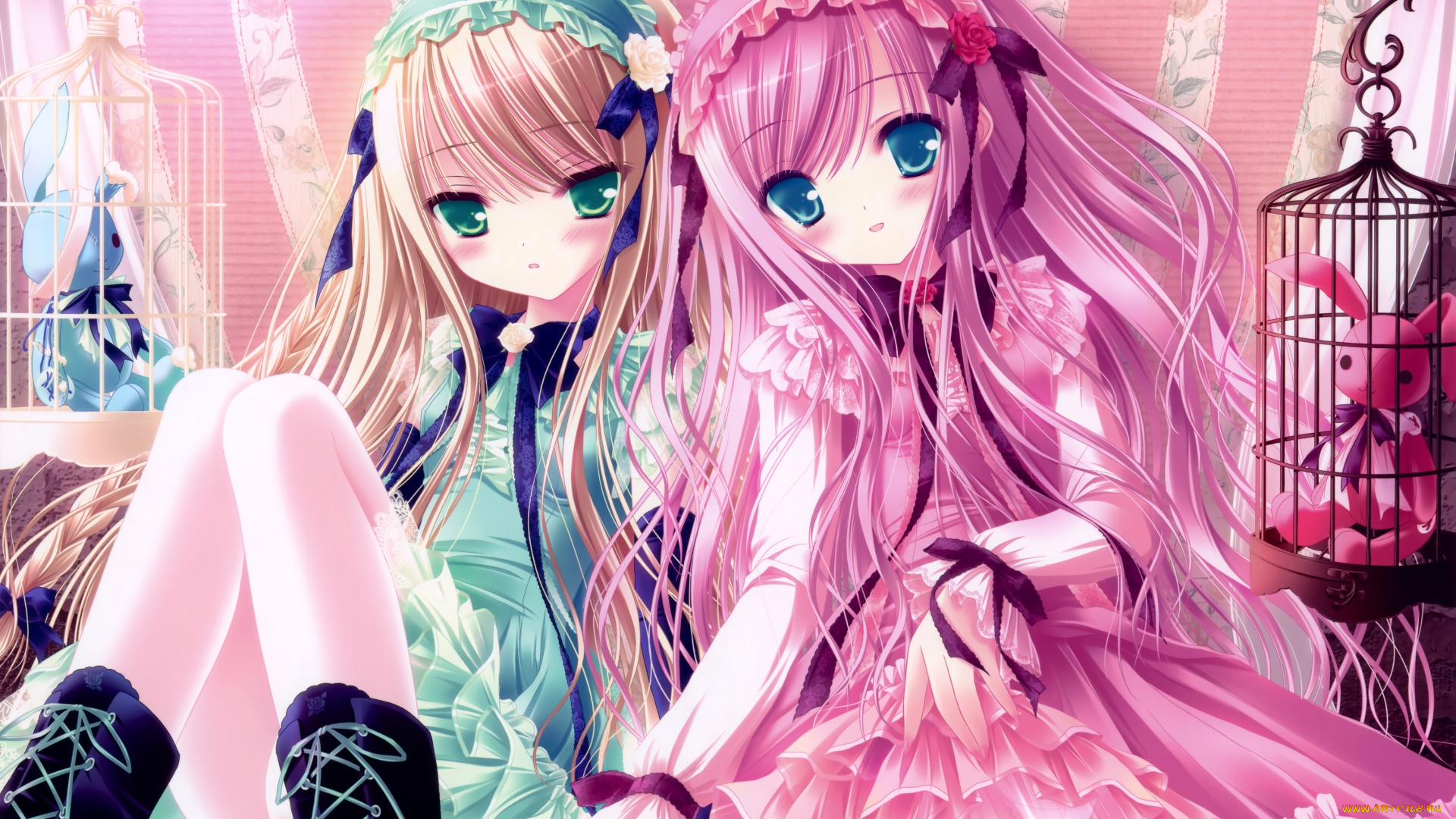 аниме, tinkle, , artbook, арт, tinkle, игрушки, клетки, платья, девушки