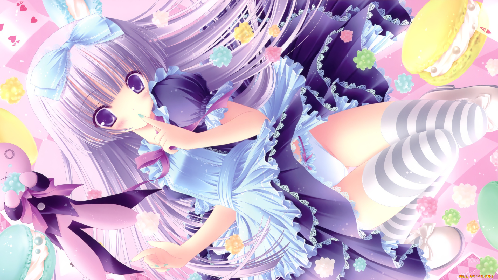 аниме, tinkle, , artbook, цветы, бант, платье, девушка, арт, tinkle