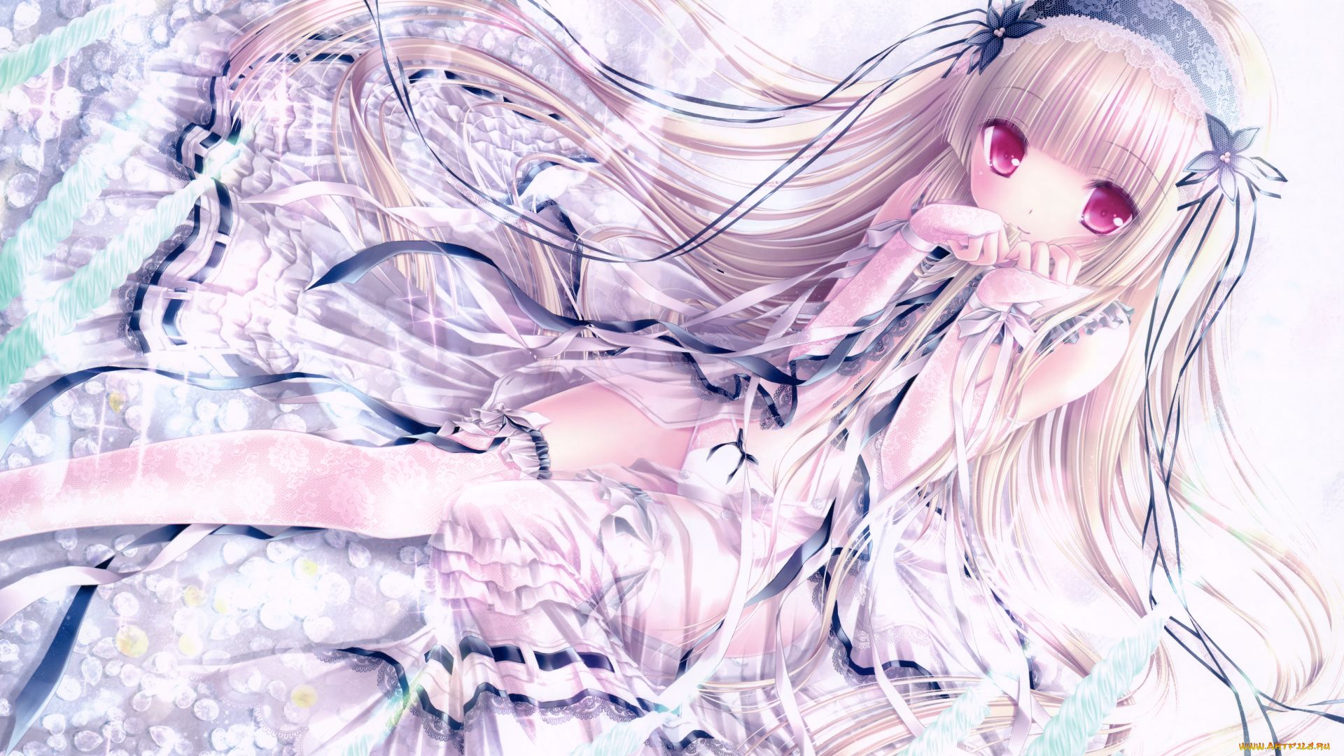 аниме, tinkle, , artbook, платье, девушка, волосы, tinkle, арт