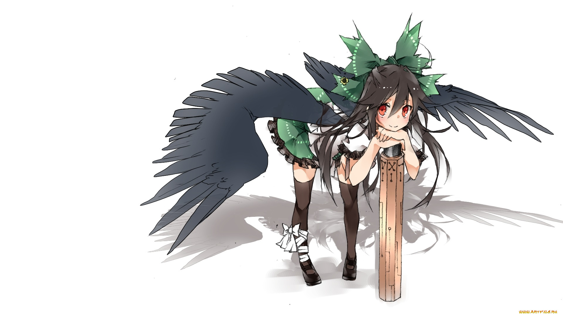 аниме, touhou, toutenkou, reiuji, utsuho, крылья, арт, девушка