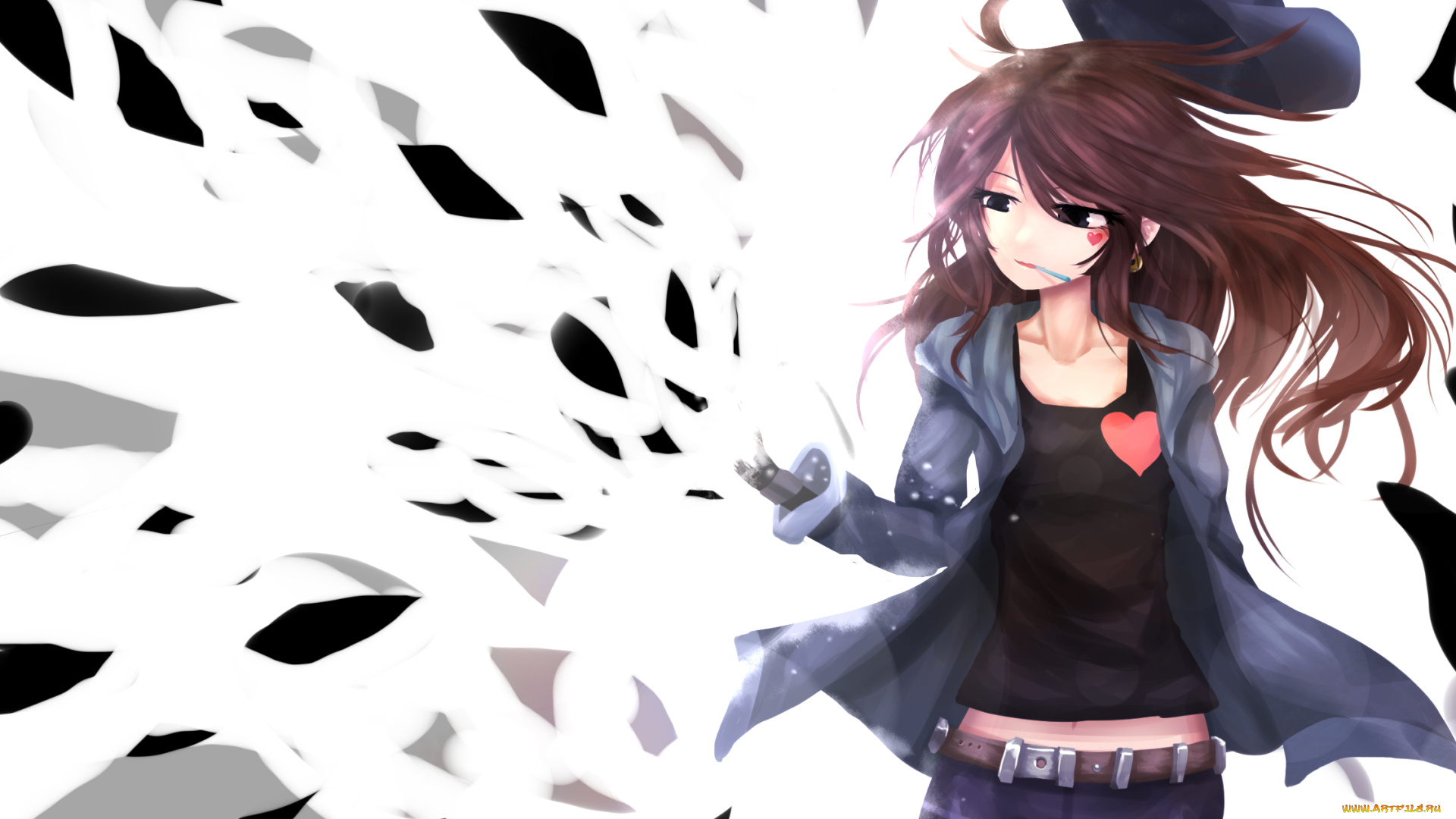 аниме, unknown, , другое, киборг, осколки, волосы, сердечки, девушка, фон, bai, yemeng, арт