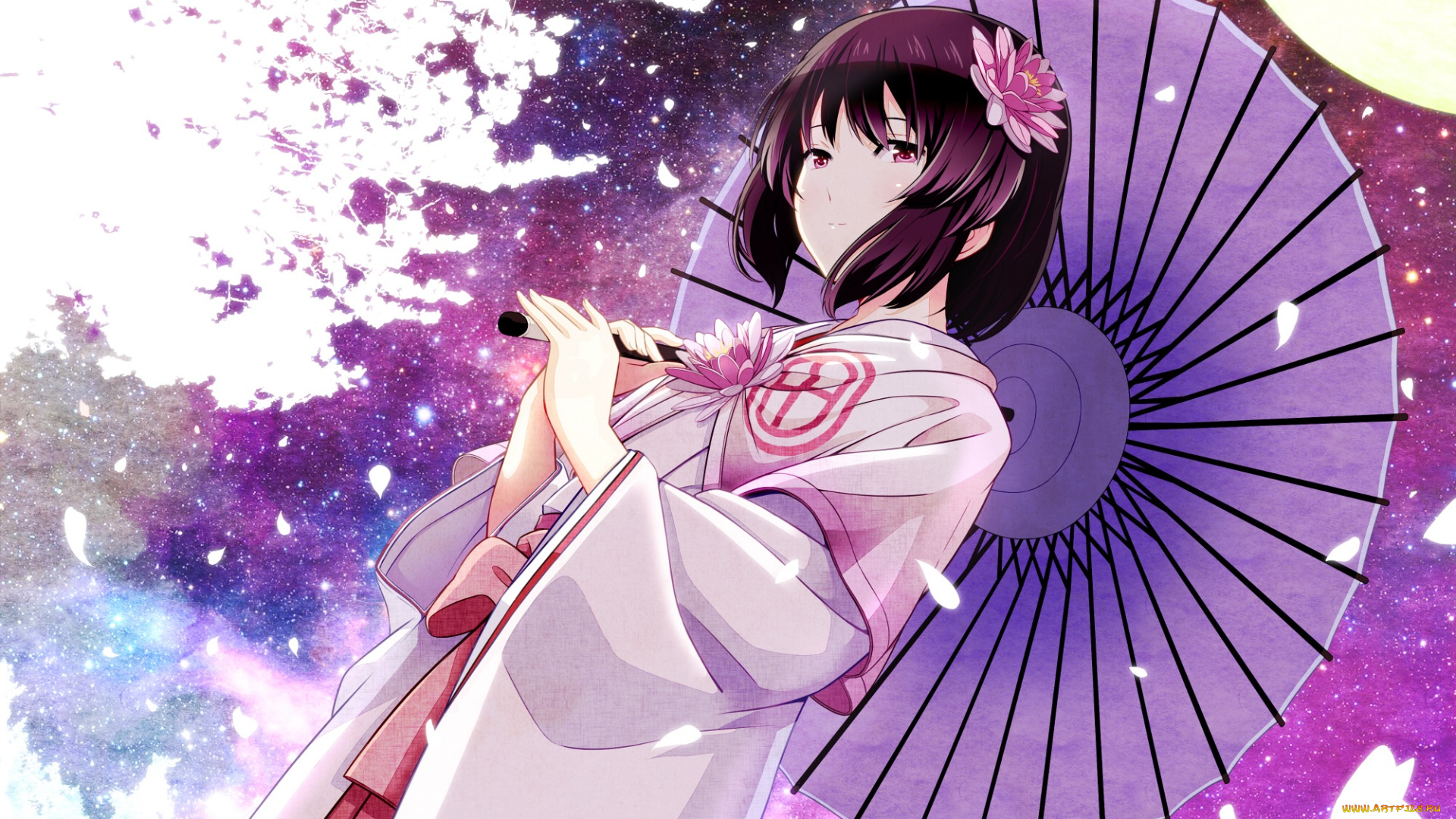 аниме, unknown, , другое, tsukumo, oshiro, project, зонт, взгляд, брюнетка, девушка