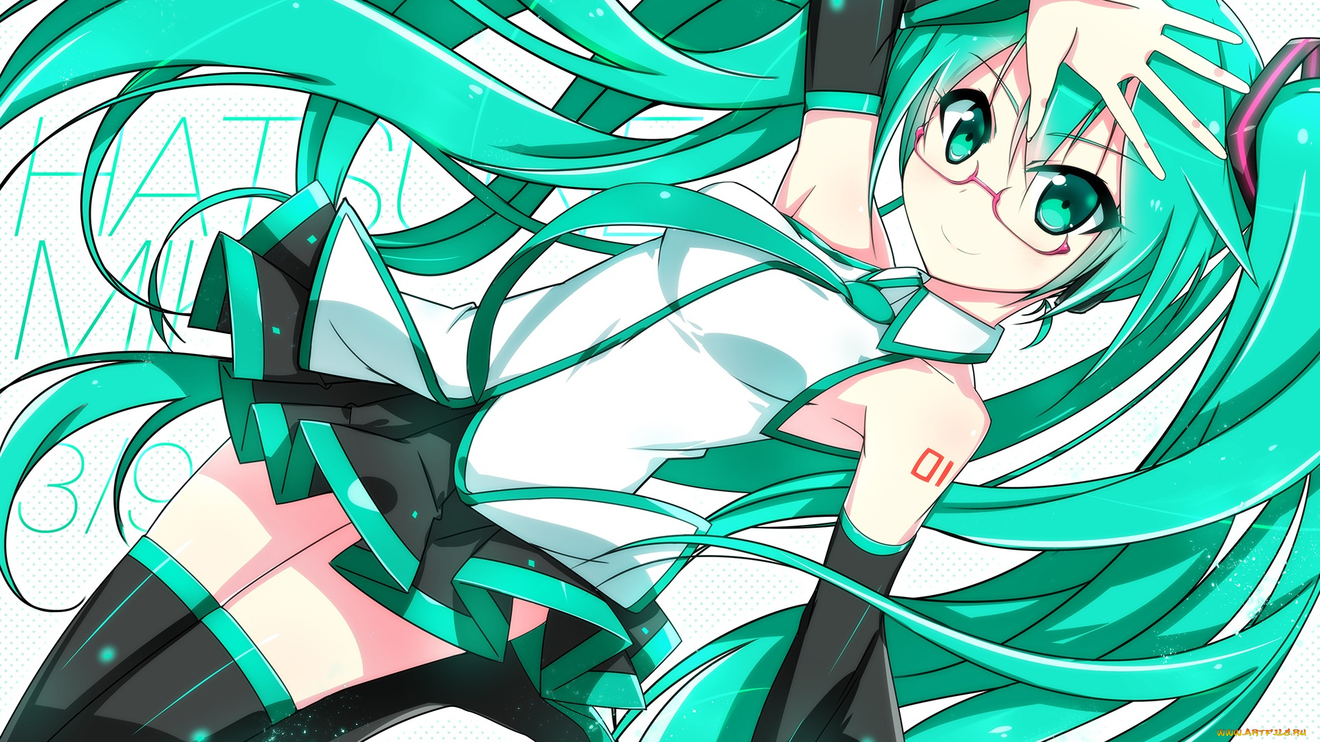 аниме, vocaloid, взгляд, девушка, hatsune, miku, sagamihara, sakyou