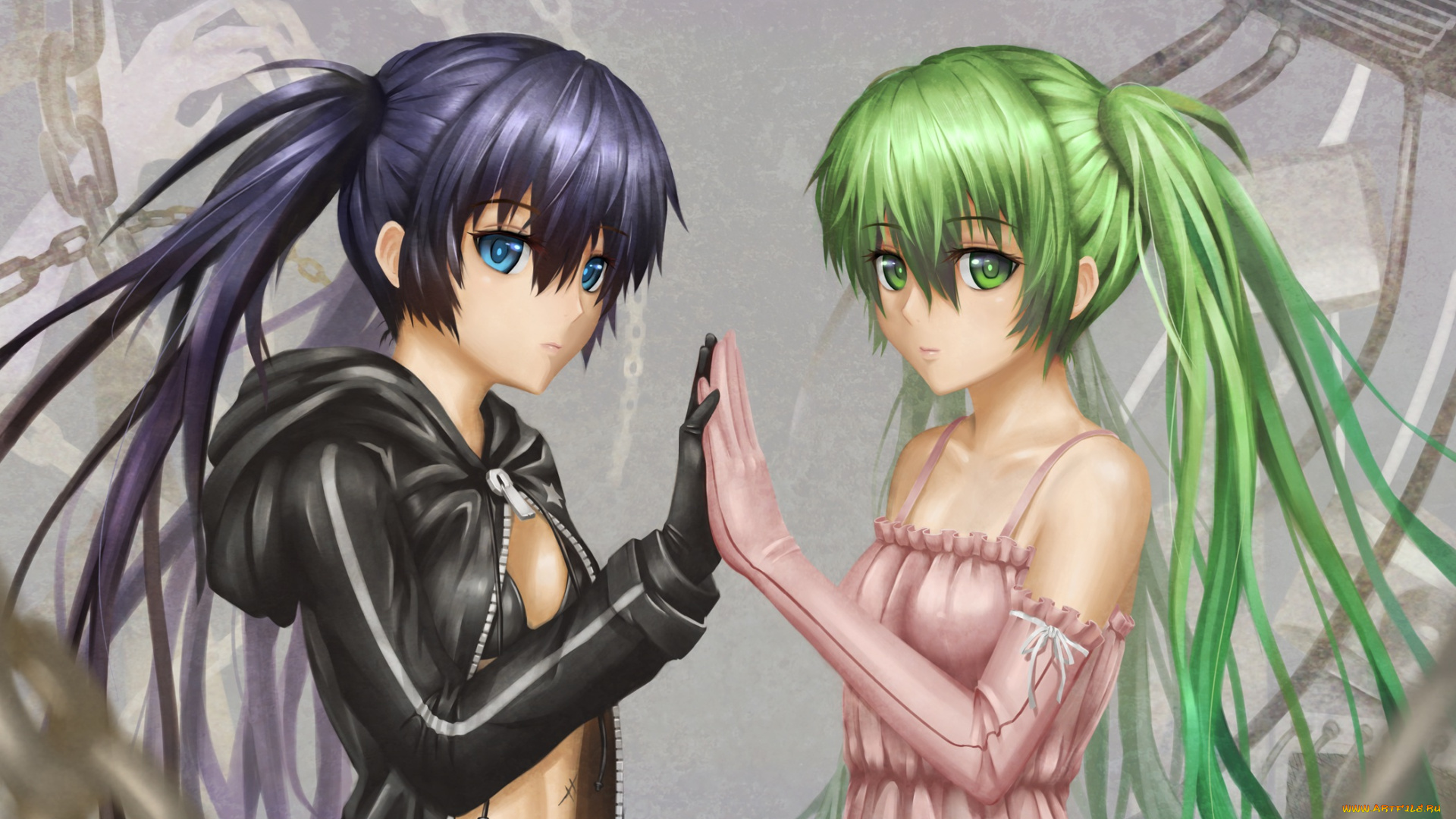 black, rock, shooter, &, vocaloid, аниме, unknown, , другое, руки, девушки, hatsune, miku, kuroi, mato, vocaloid, взгляд, aki99, black, rock, shooter