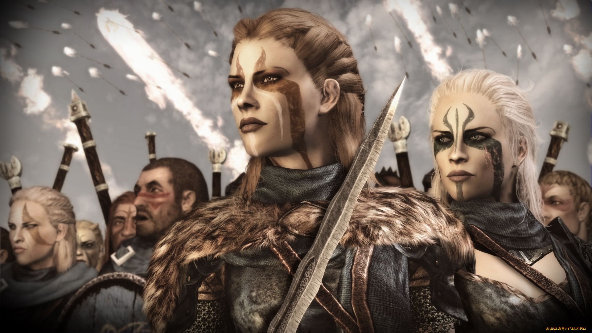 tes, iv, , путь, судьбы, vl, 3д, графика, фантазия, , fantasy, девушки, взгляд, фон, маскировка