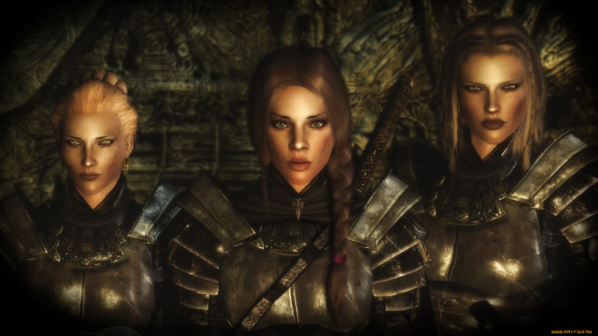 tes, iv, , путь, судьбы, vl, 3д, графика, фантазия, , fantasy, девушки, взгляд, фон, оружие