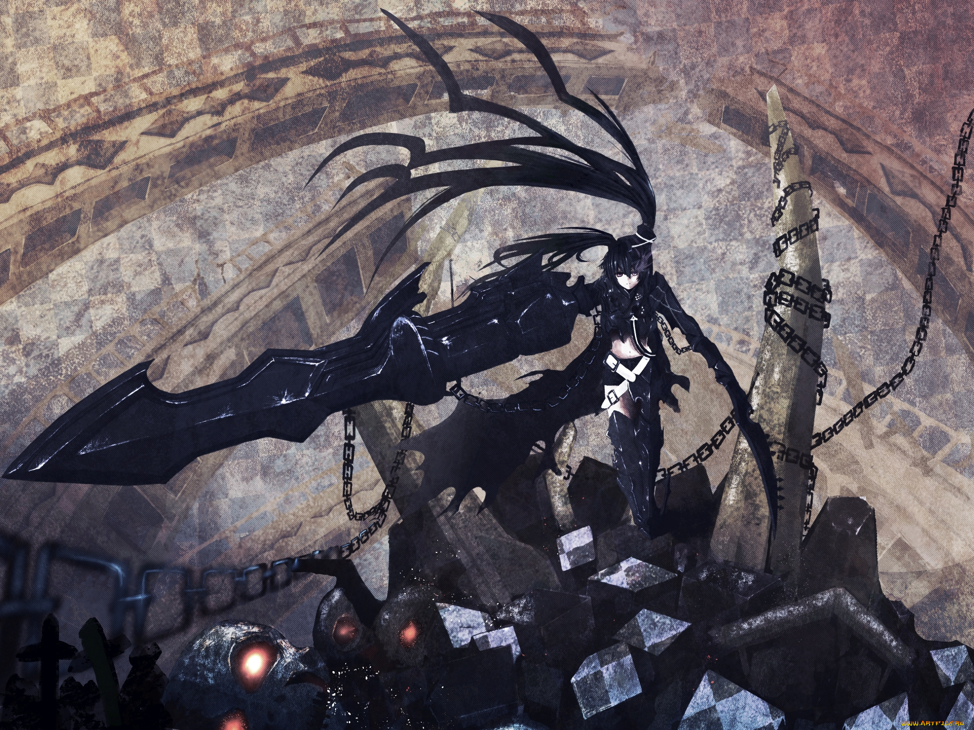 аниме, black, rock, shooter, оружие, девушка, yazuo