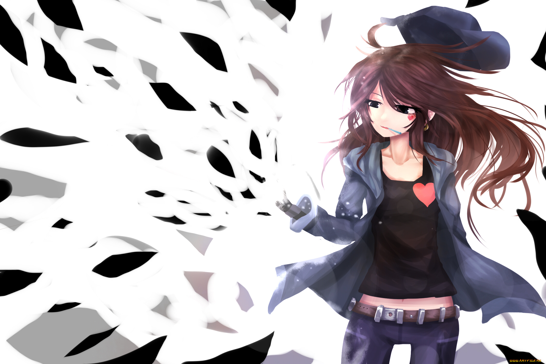 аниме, unknown, , другое, киборг, осколки, волосы, сердечки, девушка, фон, bai, yemeng, арт