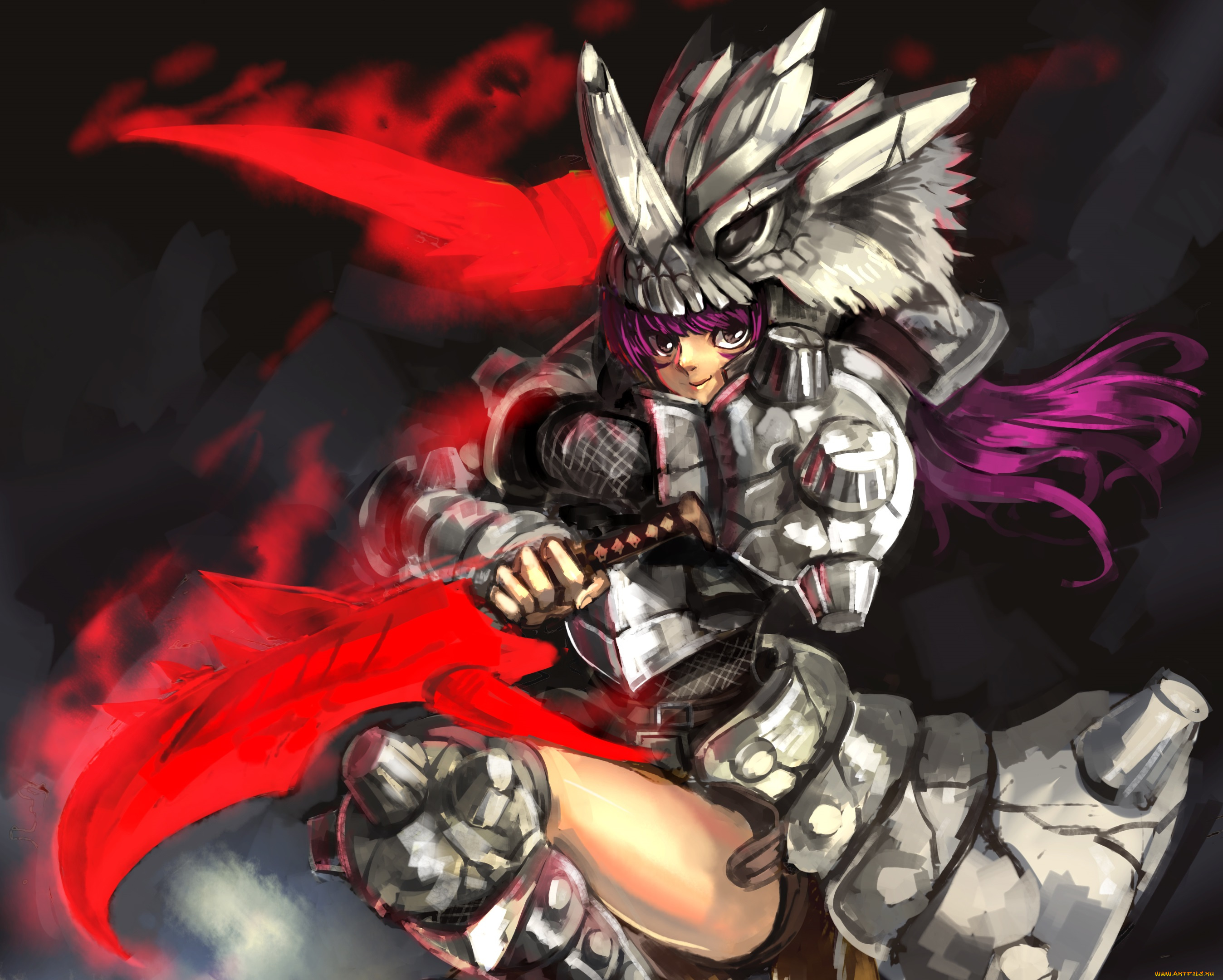 аниме, оружие, , техника, , технологии, доспехи, броня, арт, девушка, взгляд, улыбка