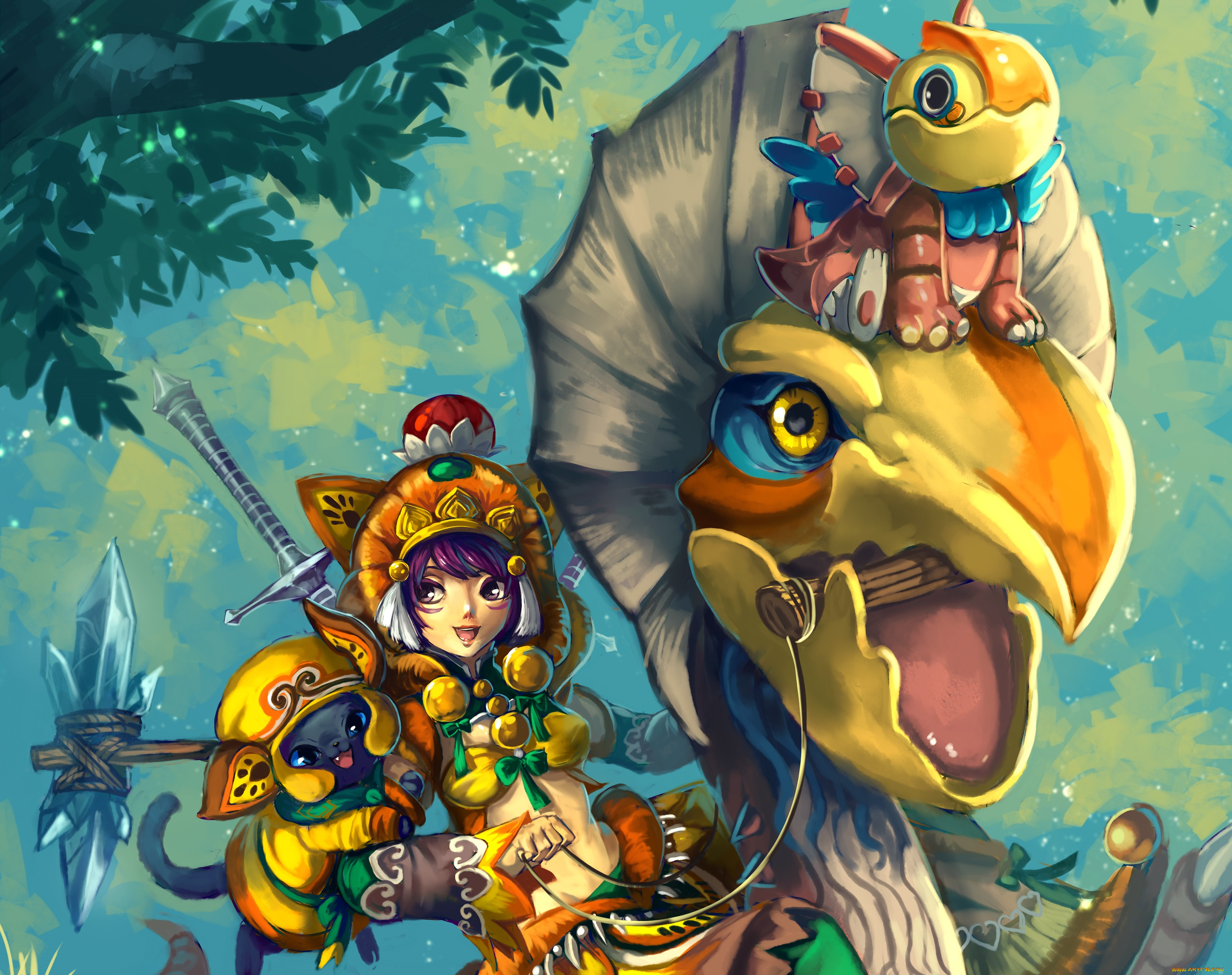 аниме, оружие, , техника, , технологии, арт, существа, улыбка, девушка