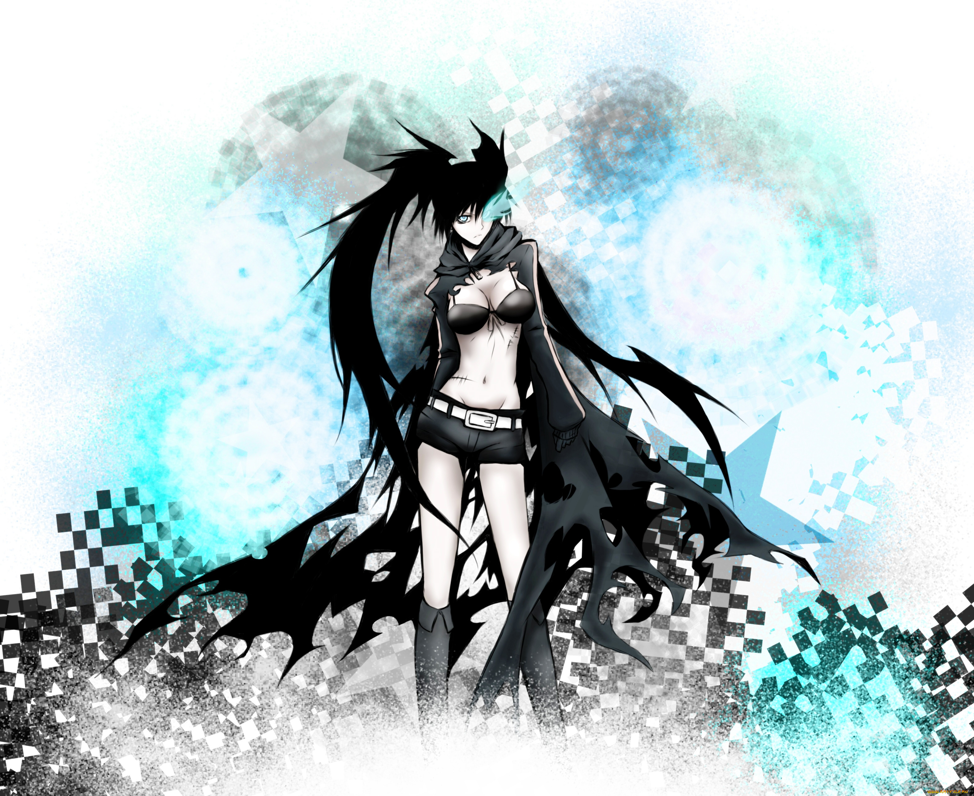 аниме, black, rock, shooter, брюнетка, девушка, black, rock, shooter, healtz, kuroi, mato, взгляд